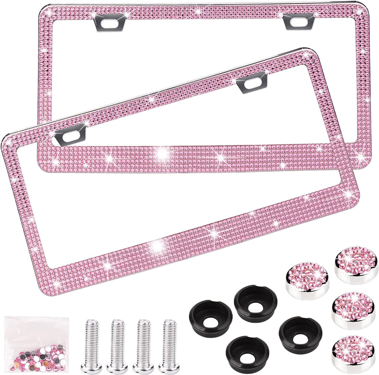 Bling License Plate Frame iGreely 2Pack Sparkly