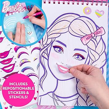 Horizon Group USA Barbie Magazine - Create Hair & Makeup Looks with 130+ Stencils, 180+ Stickers, Crayons & Pretend Makeup