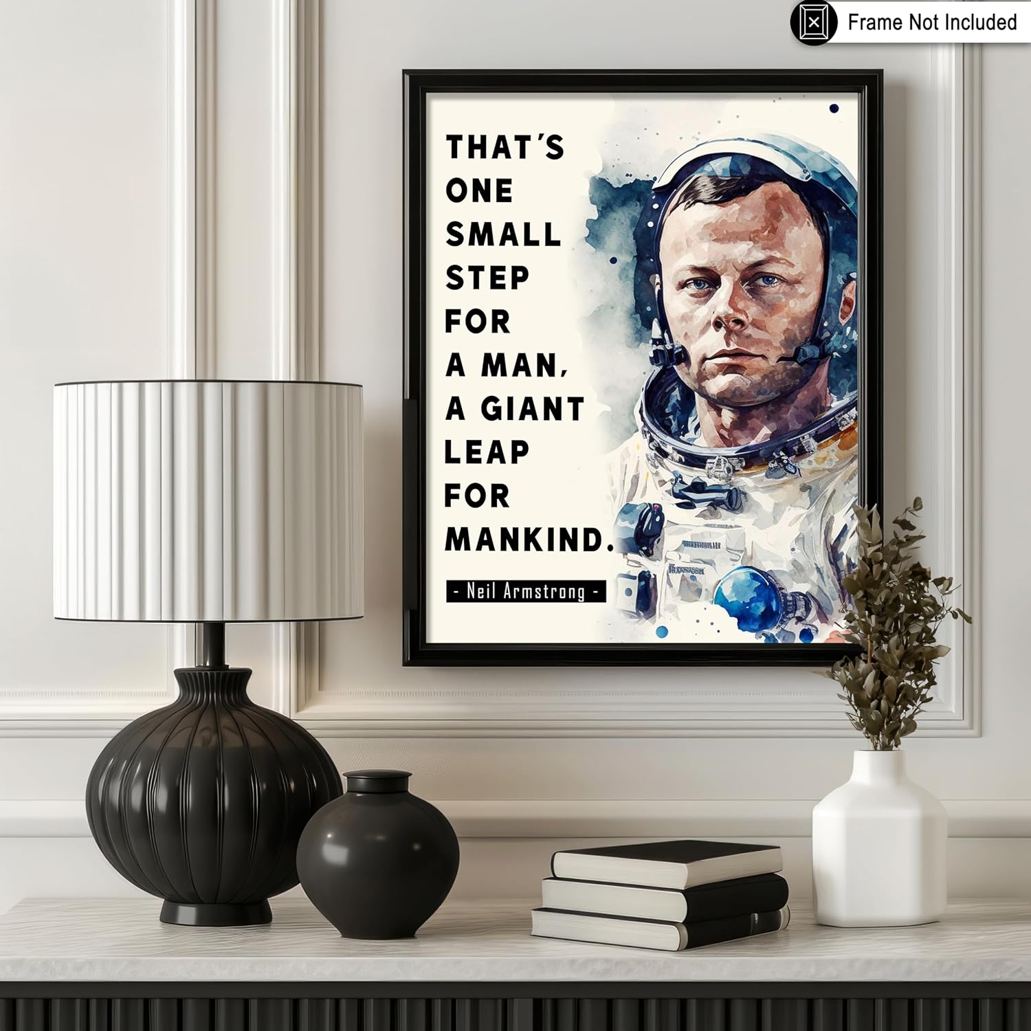 Poster Master Giant Leap For Mankind Poster - Neil Armstrong Print - Motivational Quotes Art - Gift for Men & Women - Inspiring Wall Decor for Living Room, Bedroom or Office - 8x10 UNFRAMED Wall Art