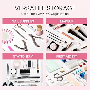 Beauticom Personal Large Box Storage Case for Professional Manicurist Nails Pedicure (112 Pieces, Pink)