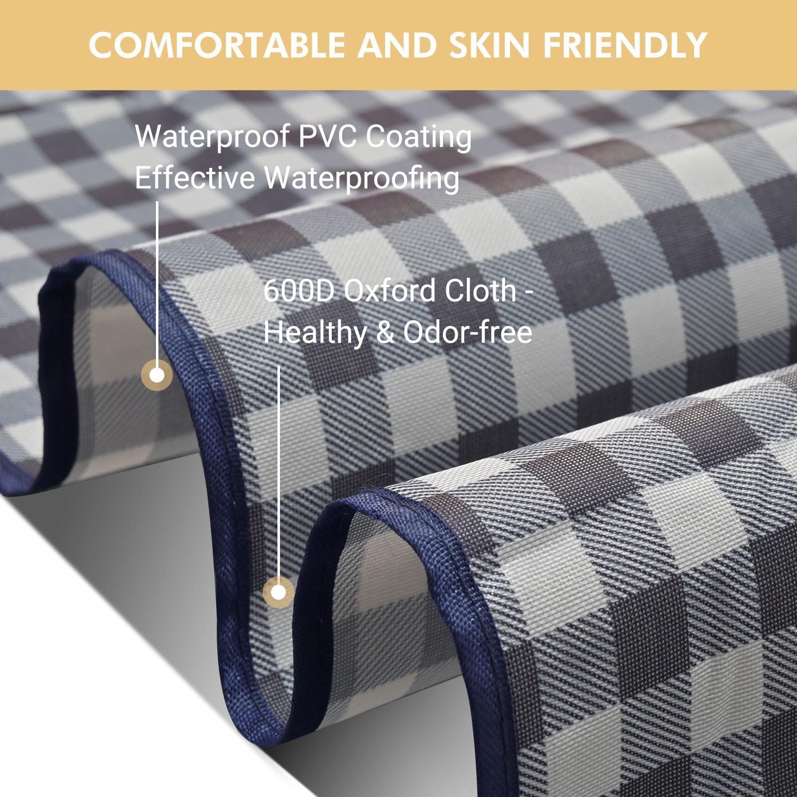 Couverture de pique-nique imperméable et portable extra large, tapis d'extérieur pliable et anti-sable pour la plage, le camping, les fêtes sur l'herbe, la randonnée, les voyages – Grande