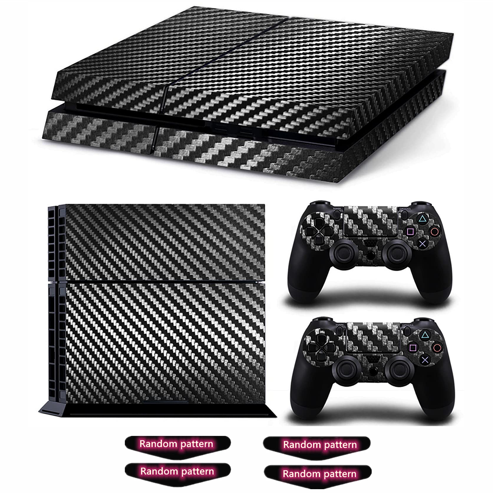 Decal Skin for Ps4 Pro, Whole Body Vinyl Sticker Cover for PlayStation 4 Pro Console and Controller (Include 4pcs Light Bar Stickers) (PS4 Pro, Magma) — view 24