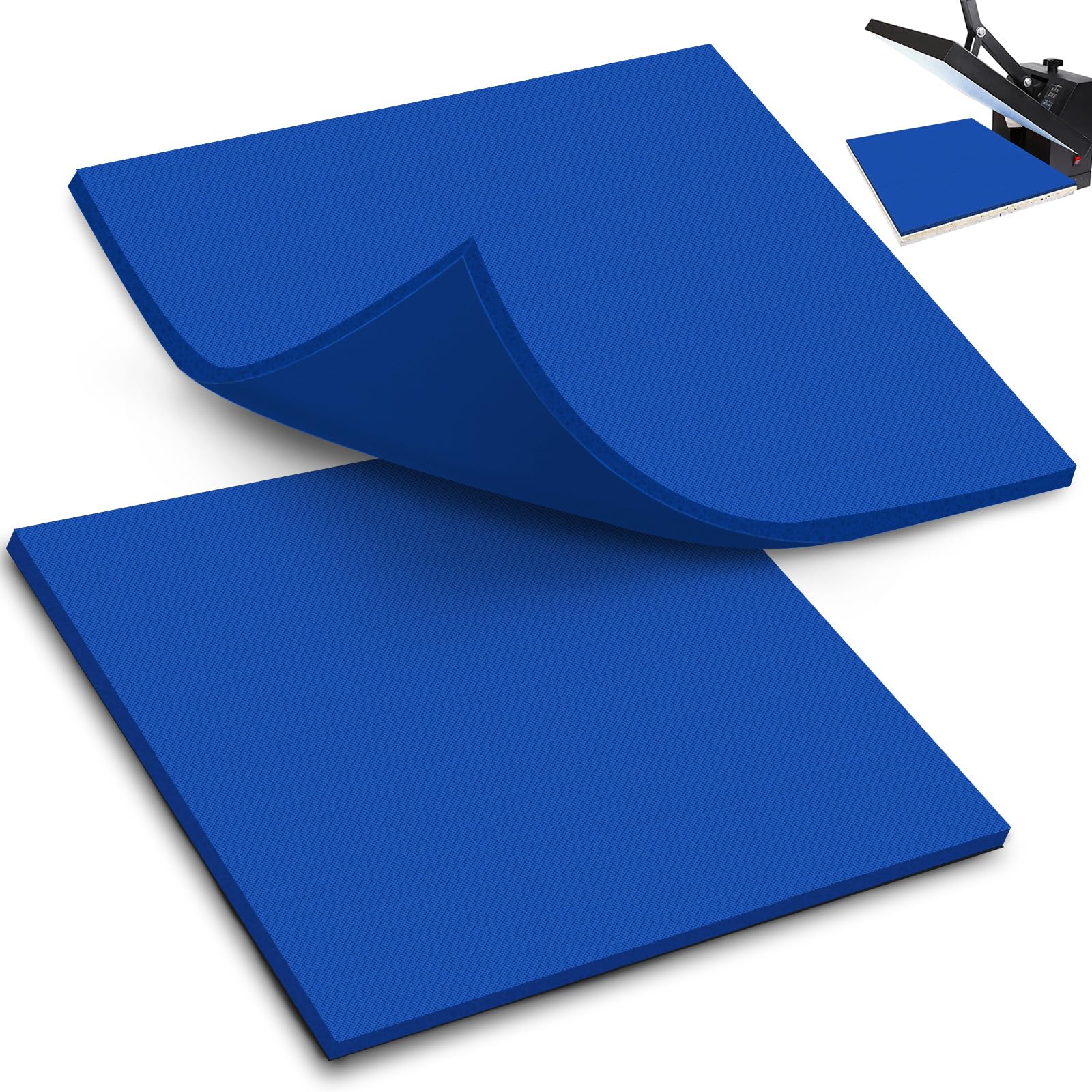UNIFAMILY 2pack Heat Press Mat 15x15IN, Silicone Heat Press Pad, Blue Washable Double-Sided Heat Mat for Heating Press for Vinyl HTV Transfer, T-Shirt Iron, Heat Press Mats