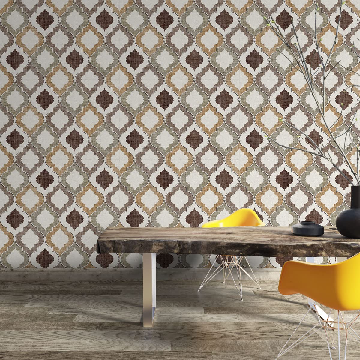 PrintCrown 3D Moroccan Pattern Self Adhesive Wall Grain Textured Wallpaper (41cm x 244cm, Multicolor) (B0BQRCMFSQ) Amazon Price History, Amazon Price Tracker