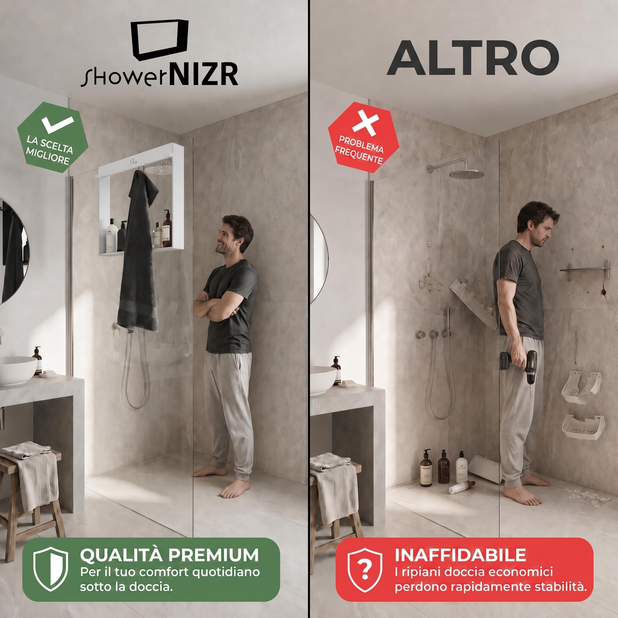 ShowerNIZR Regał prysznicowy Arctic White półka prysznicowa bez wiercenia