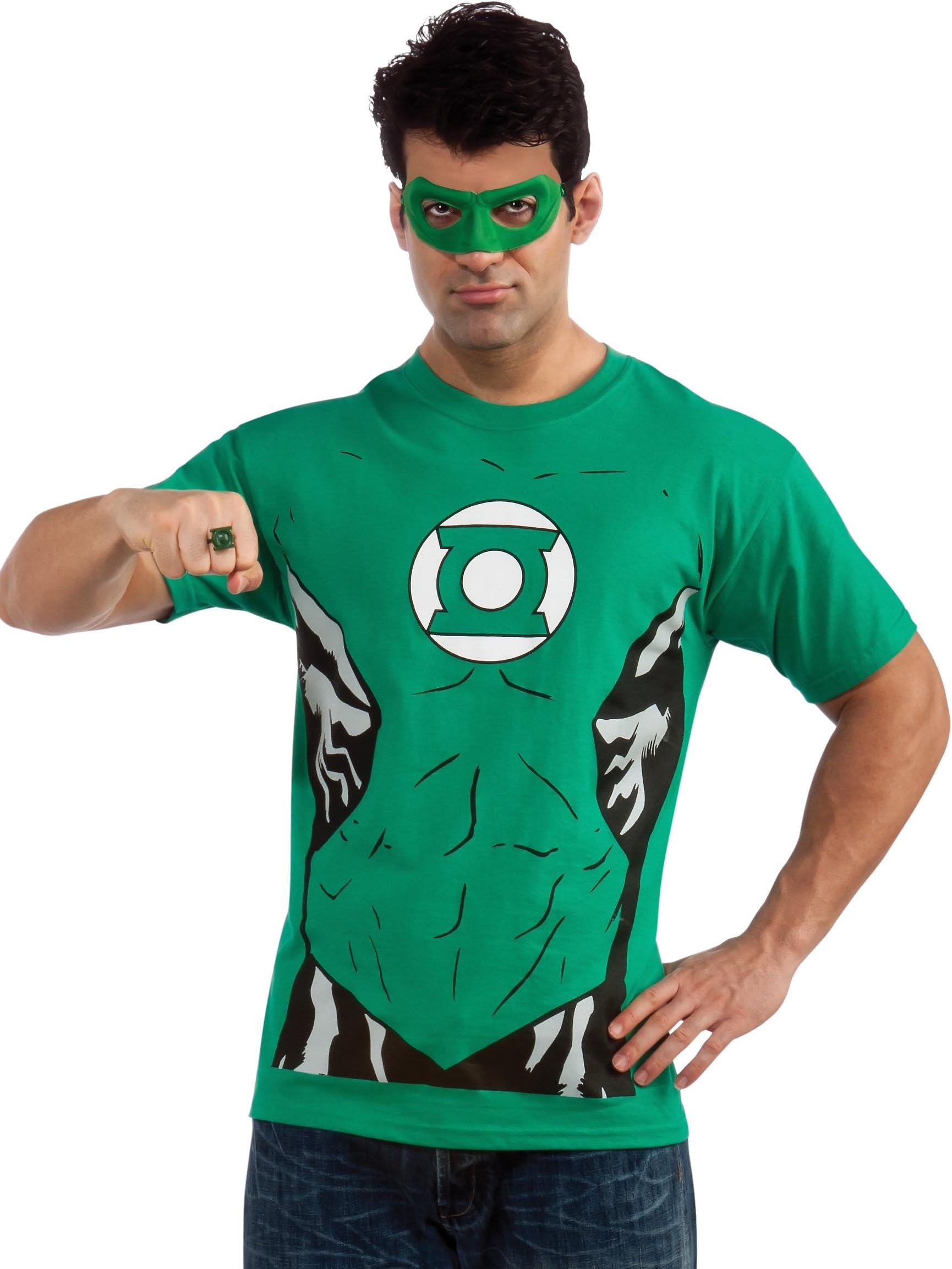 Rubie'sDC Comics Men's Green Lantern T-Shirt With Eye Mask And Ring