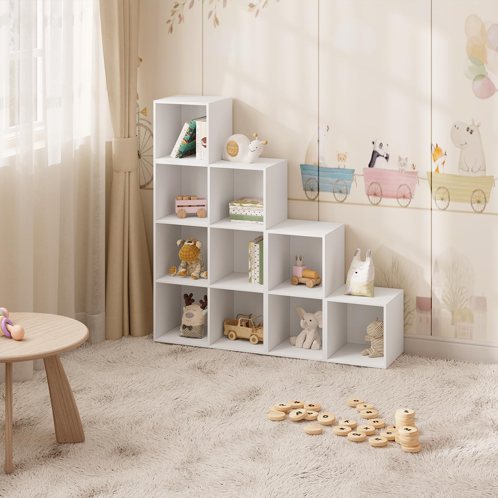 WOLTU Estanteria Almacenaje de Cubos Combinacion Libre | Libreria para Salón, Dormitorio y Oficina, Organizador para Juguetes y Libros, 120x30x120 cm, Blanca
