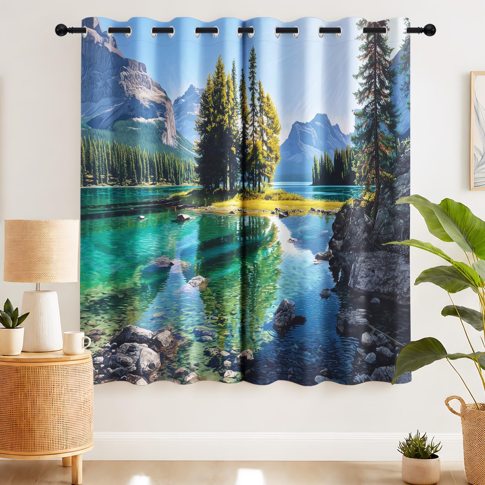 Malownicze zasłony zaciemniające do sypialni, szer. 140 x gł. 274 cm, 2
