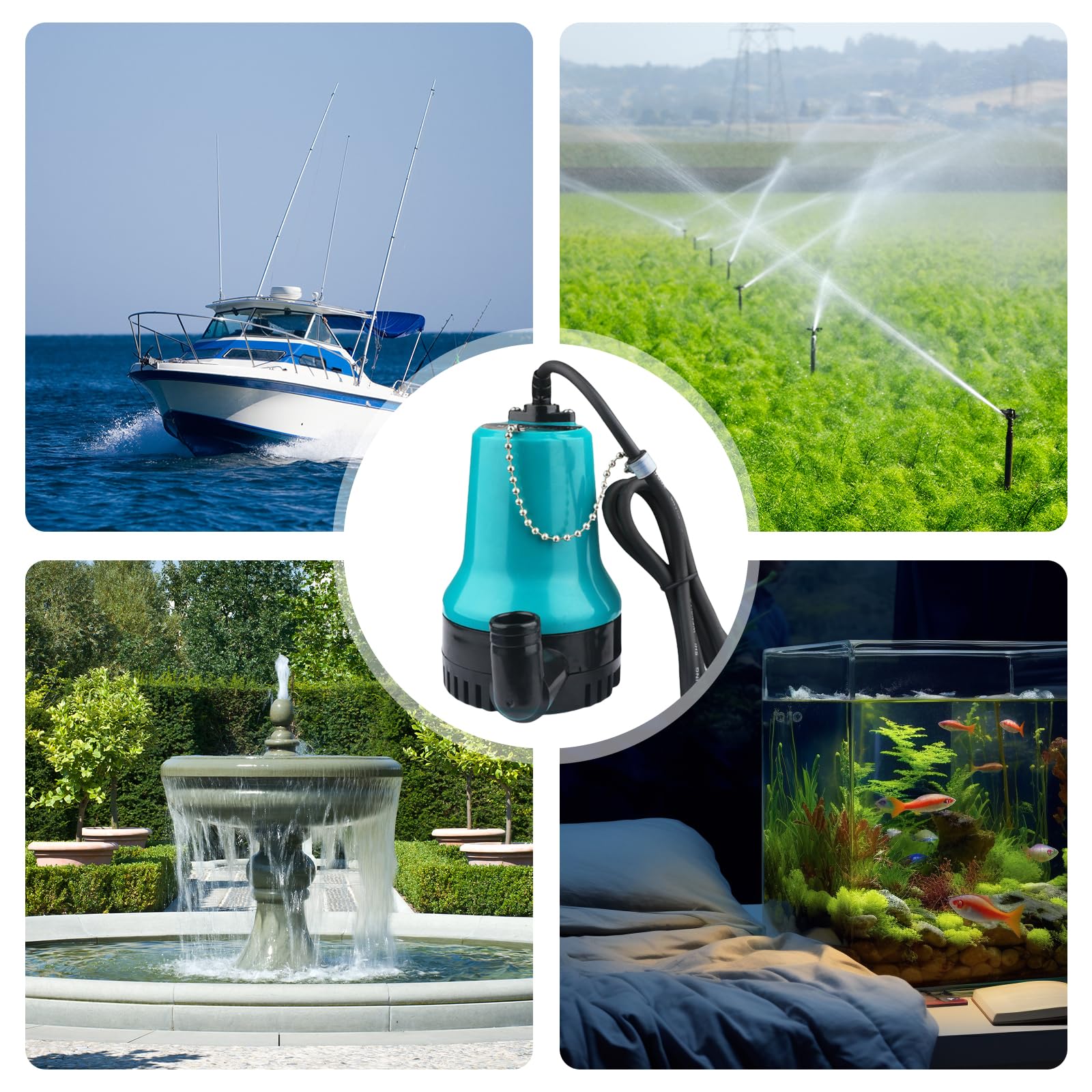 Pompe submersible pour eaux usées, mini pompe à eau DC 12 V, pompe à eau submersible 50 W, 4200 l/h, pompe de transfert d'eau pour aquarium, irrigation hydroponique