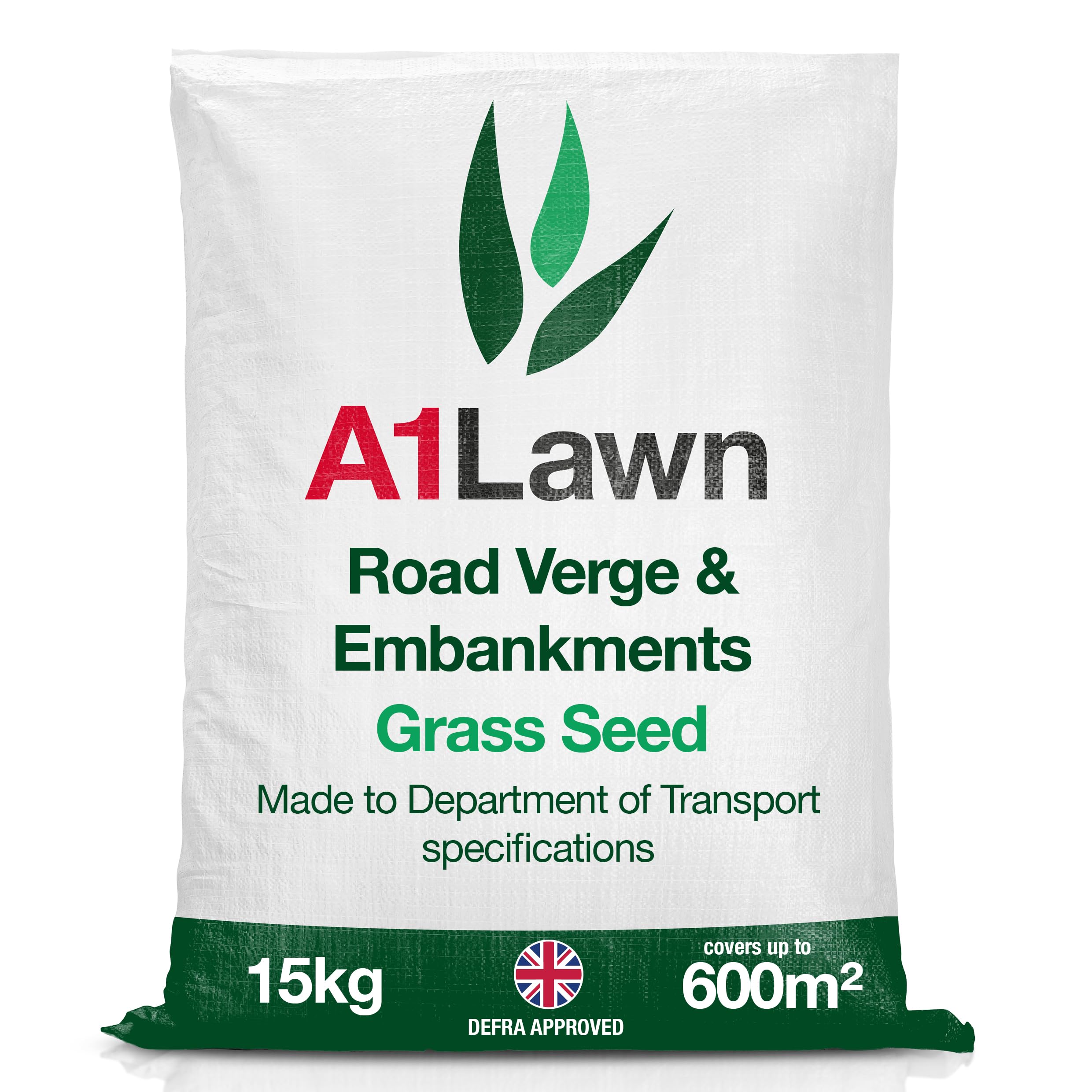 A1 Lawn, Road Verge & Embankment Grass Seed - High Tolerance, Strong Root Stability, DEFRA Certified, 15kg