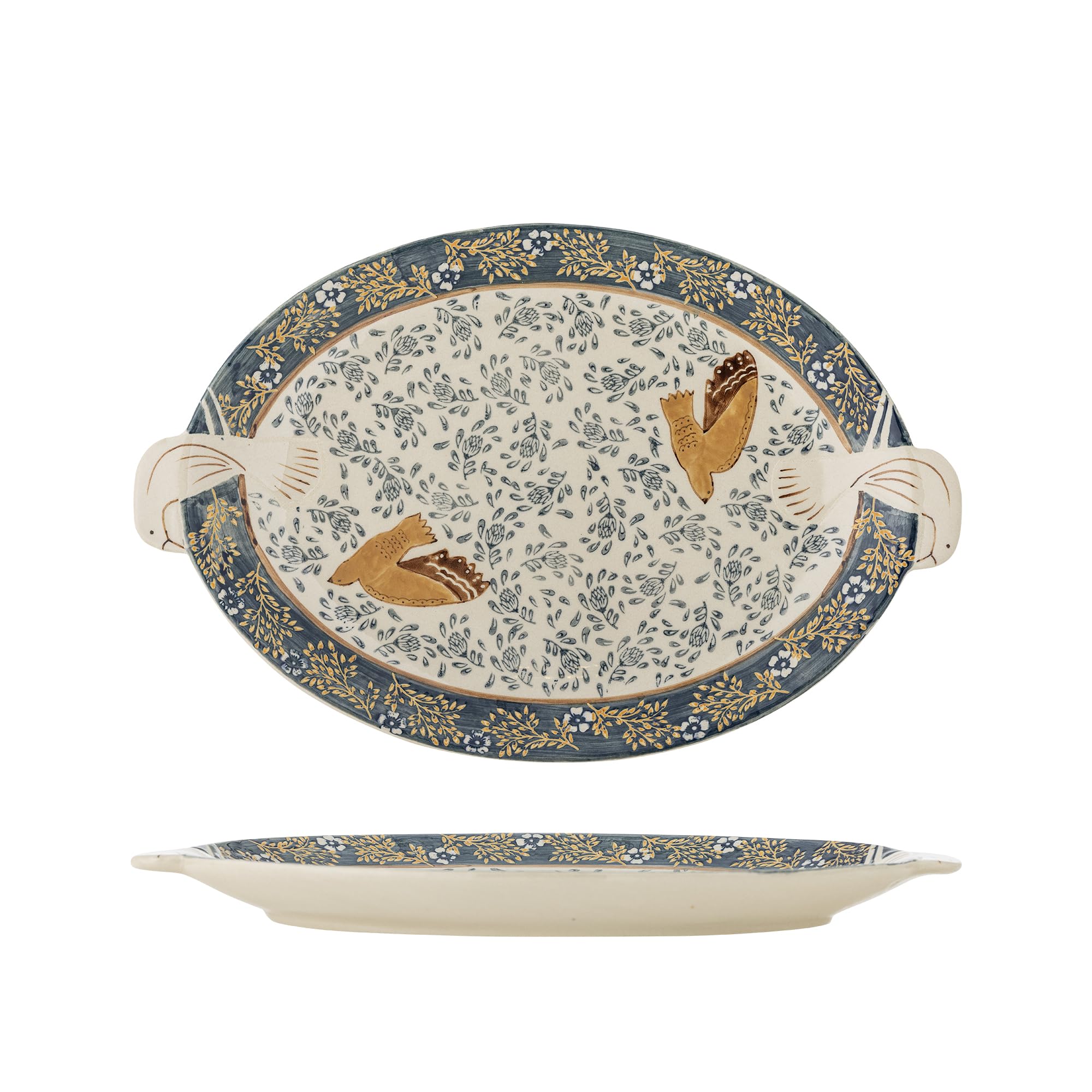 Bloomingville Hezha Vassoio in Gres Porcellanato, Blu