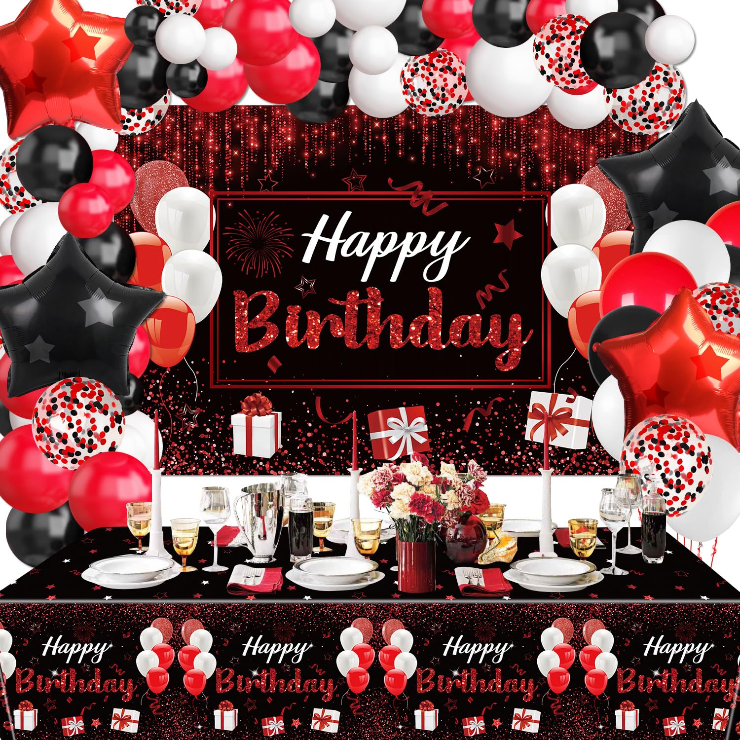 Décorations De Table Happy 70th Birthday Rouge Et Noir Nid D’Abeille – Centres De Table Anniversaire 70 Ans Élégant Or Et Noir Pour Femme Ou Princesse