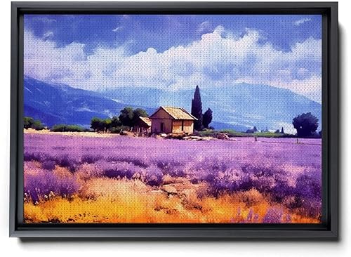 Fields of Lavender, Watercolor Provence Landscape and Lavender Field - Watercolor Painting of Serene Beauty