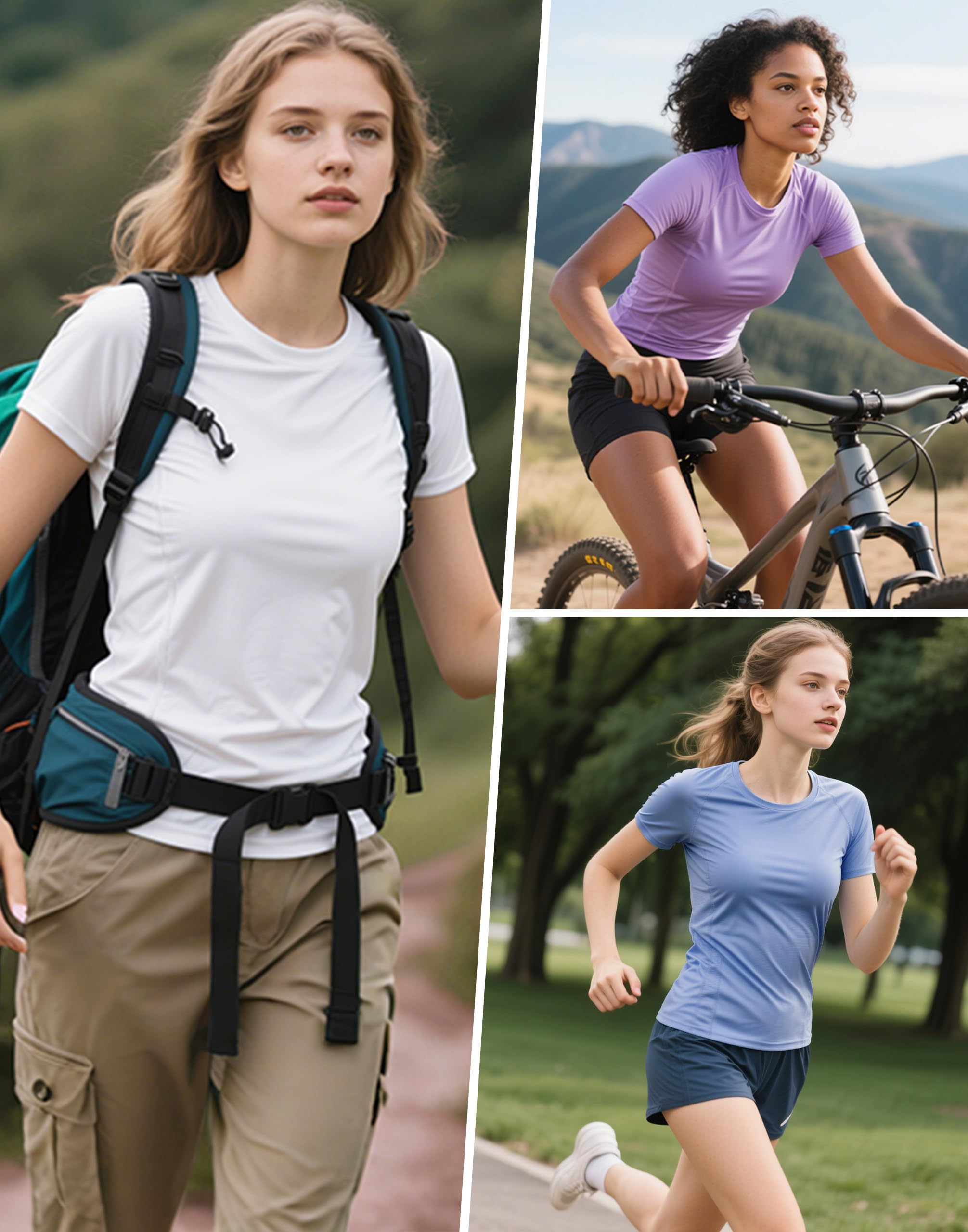 Pioneer Camp Maglietta sportiva da donna a maniche corte UPF 50+, protezione solare ad asciugatura rapida, girocollo