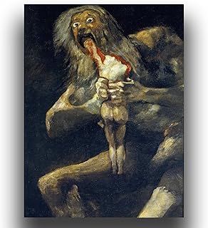 Francisco De Goya Canvas Wall Art - Saturn Devouring His Son Poster - Fine Art Print - Abstract Painting Cool Home Decor for Bedroom Living Room Office Unframed (12×16in/30×40cm)…