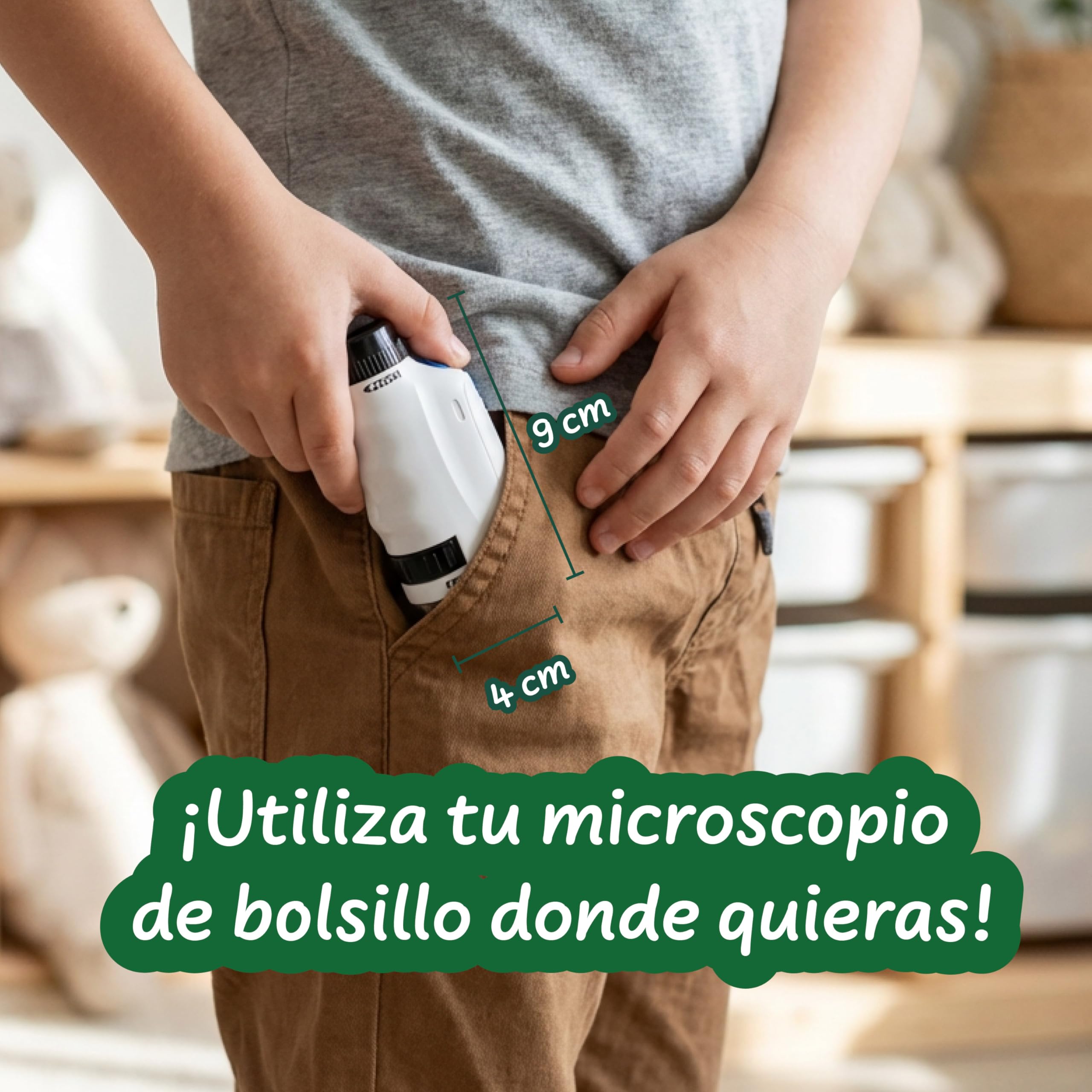 Science4you Microscopio De Bolsillo Para Niños De 6+ Años – Aumento 250x Con Luz LED Y UV, Incluye Soporte Para Móvil Y 11 Accesorios, Juguete Educativo STEAM