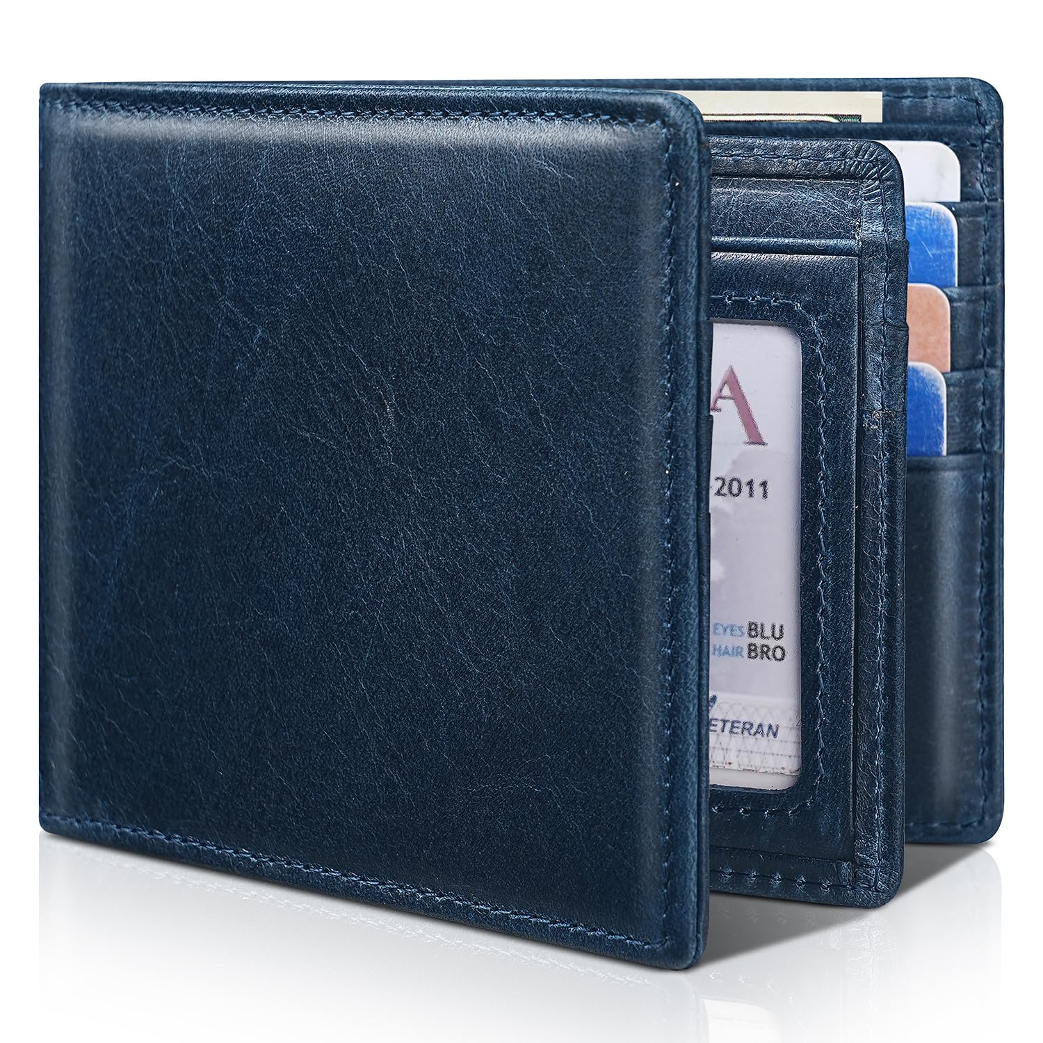 Artpaxy Mens Wallet Bifold Genuine Leather RFID Blocking Wallet for Men with 1 ID Window 15 Card Holders 2 cash pockets 1 Gift Box