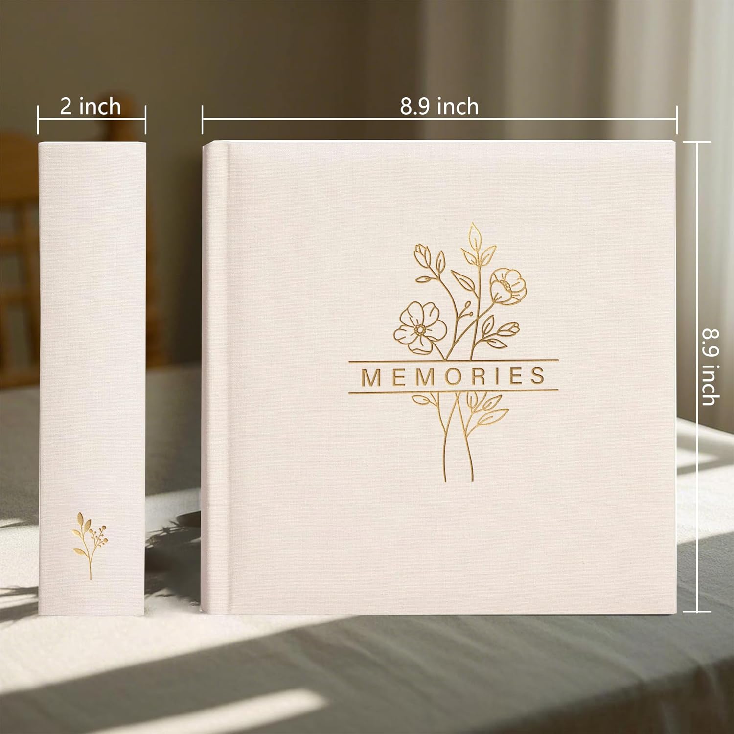 Holoary Photo Album 4x6 200 Photos with Writing Area, 200 Pockets Picture Album, Linen Fabric Cover Big Picture Book for Photos, 4x6 Photo Albums for Memories Family Weddings Travel(Beige) - Image 2