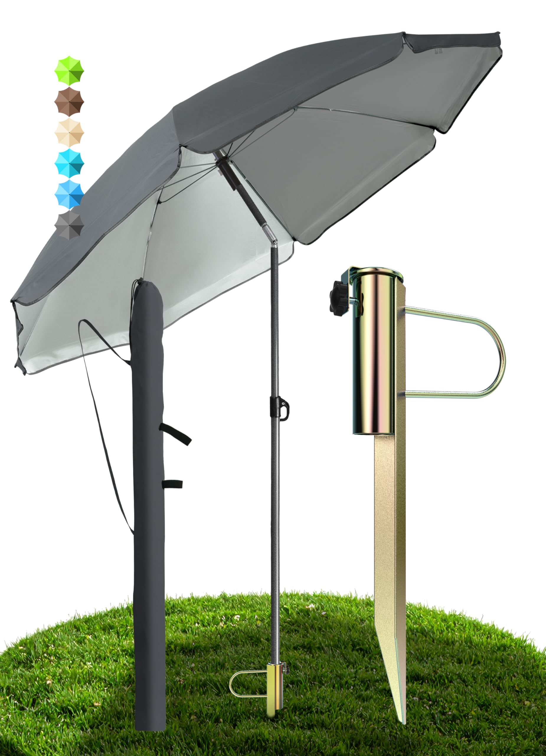 Menz Sonnenschirm Balkon + Sonnenschirmhülle - UV50+ Strandschirm 180 cm, Balkonschirm mit Knickfunktion, Gartenschirm, Sonnenschirm Strand