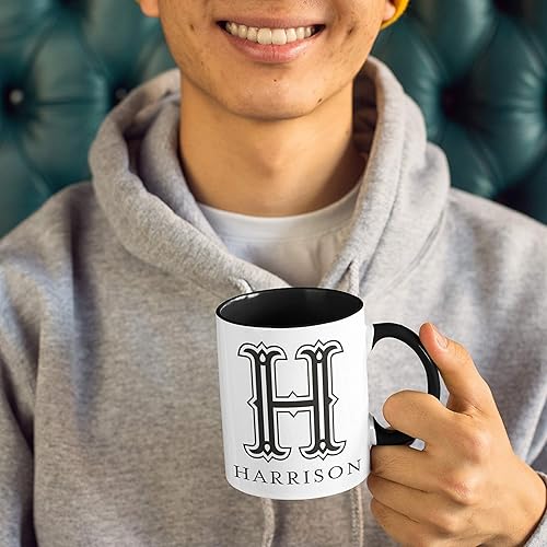 Miniatura 5 de Taza de café con inicial con nombre, 11 onzas/15 onzas, personalizada, 9 colores, tazas personalizadas para mujeres, taza de café de cerámica, taza