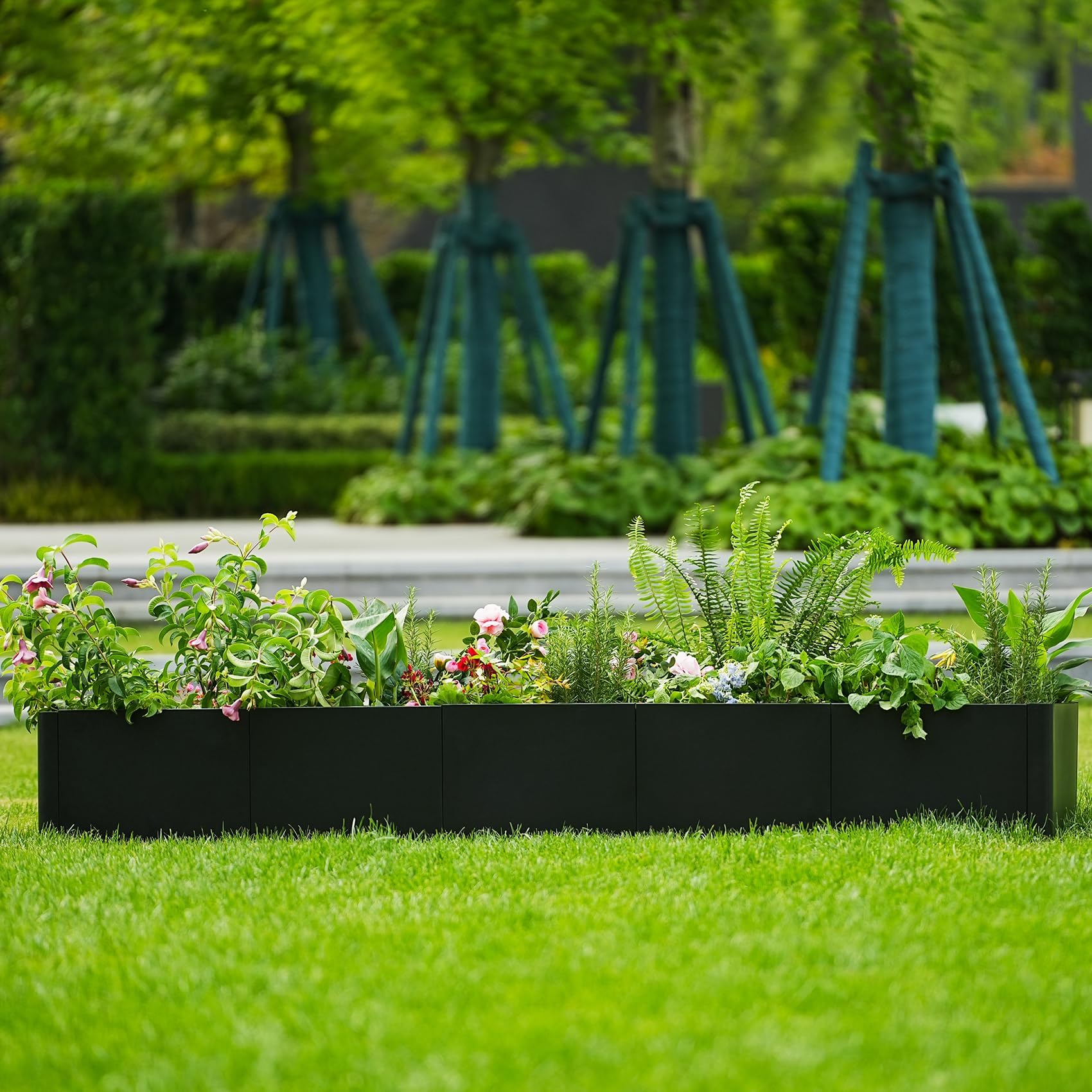 Garvee Jardinière surélevée externera Longue en Acier Robuste – Montage Facile – sans Fond – Idéale pour terrasse, Balcon, aménagement paysager, Usage résidentiel ou Commercial – 178x52x30cm, sans