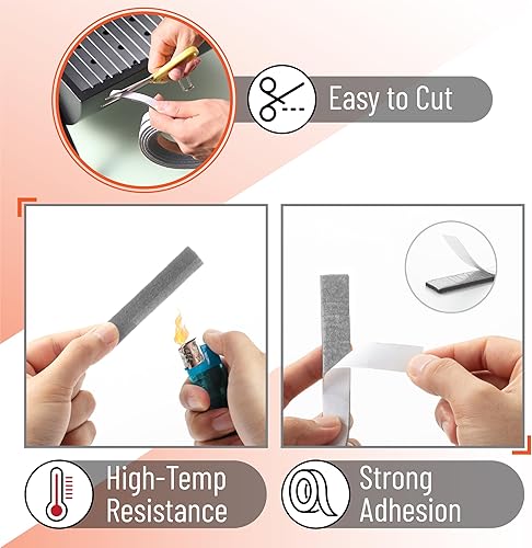 Miniatura 38 de UNCO Junta para ahumador - 15 pies, 1/2"X1/8", parrilla de alta temperatura y junta para barbacoa Negro