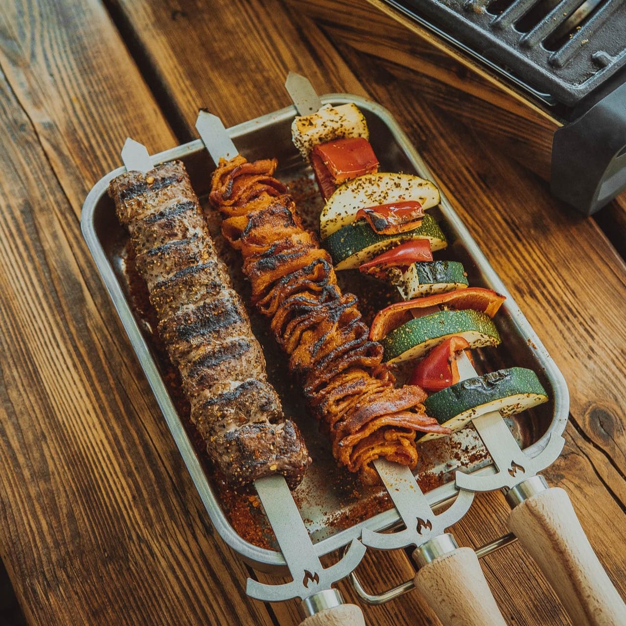 Juego de 3 brochetas para barbacoa | espadas para barbacoa - la atracción para todo aficionado a la barbacoa