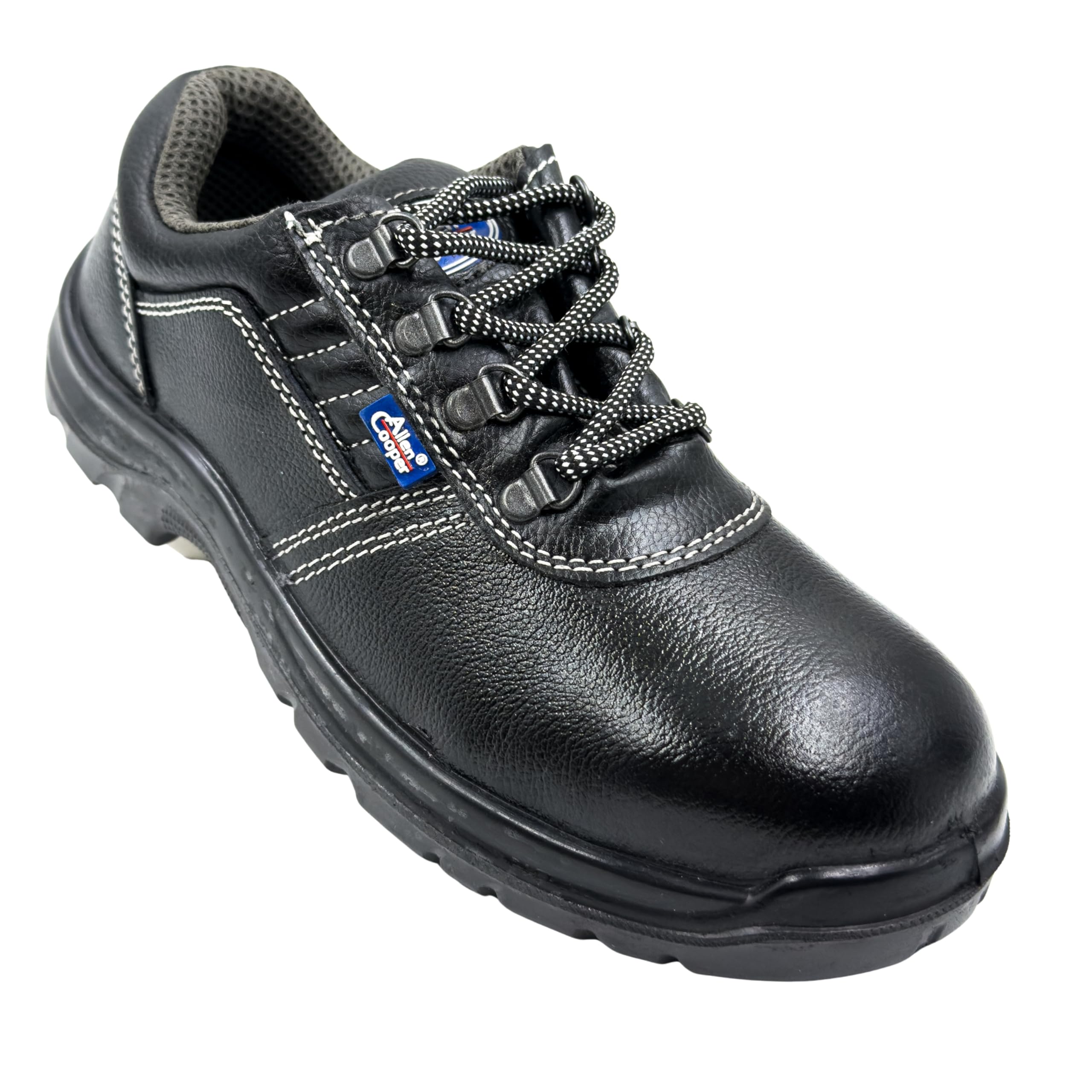 Allen Cooper AC-1267 Safety Shoe, Double Density DIP-PU Sole (Black, Size 6)