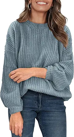PRETTYGARDEN Fall Sweaters for Women 2025 Fashion Long Sleeve Casual Ribbed Knit Winter Clothes Pullover Jumper Tops