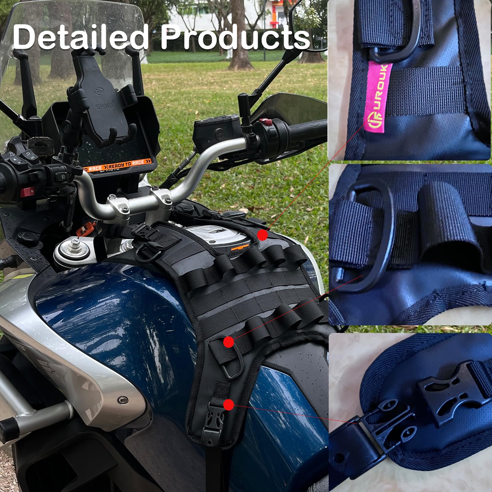 Base de Montage Universelle pour Sac de réservoir de Moto, Couvercle de réservoir pour Sac de réservoir de Carburant/Sac de Pare-Chocs/Sac de Barre de Choc (Tank Mount Waterproof)