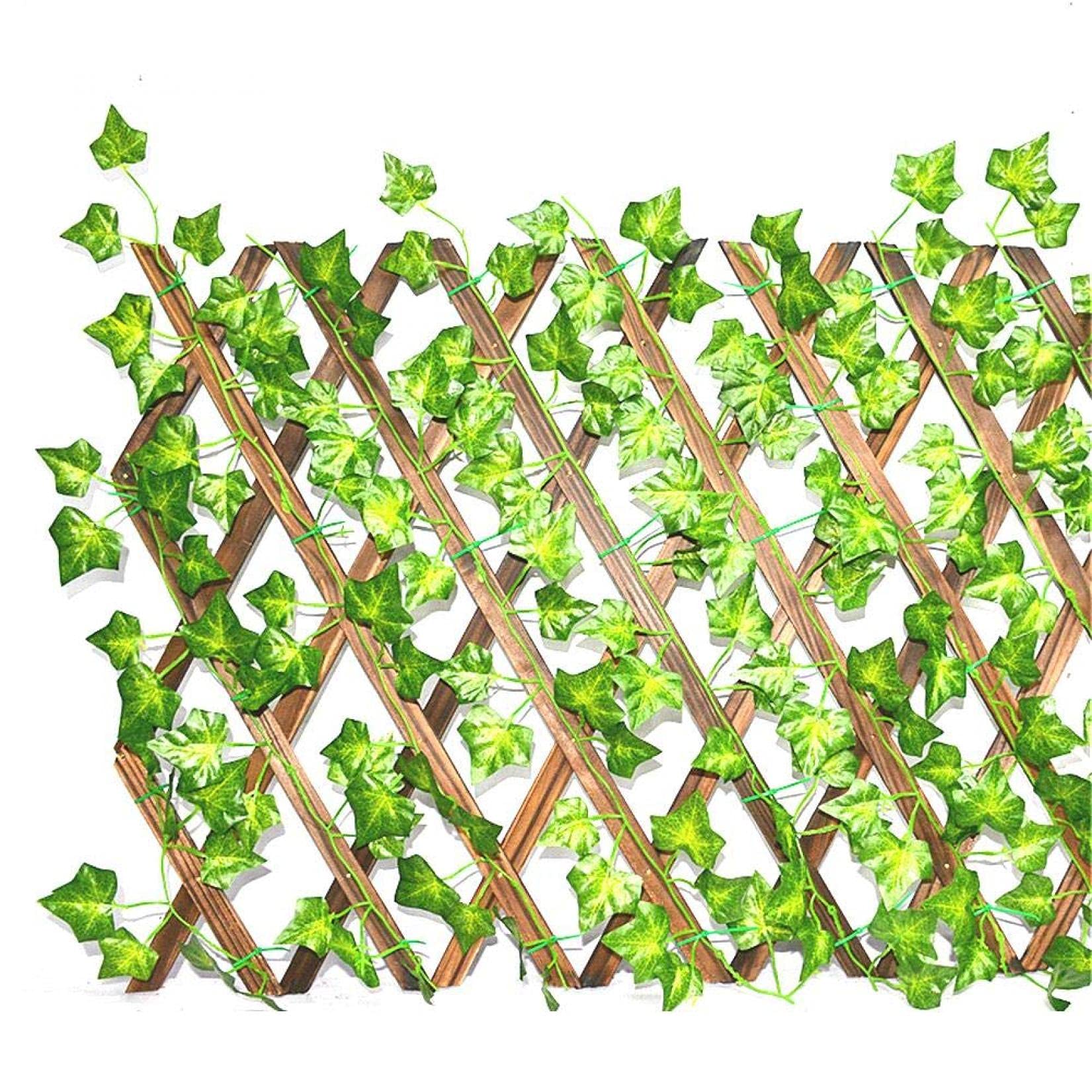 Recinzione retrattile in legno con foglie di edera artificiali, pannello espandibile da giardino per decorazione di vite per esterni, design ecologico