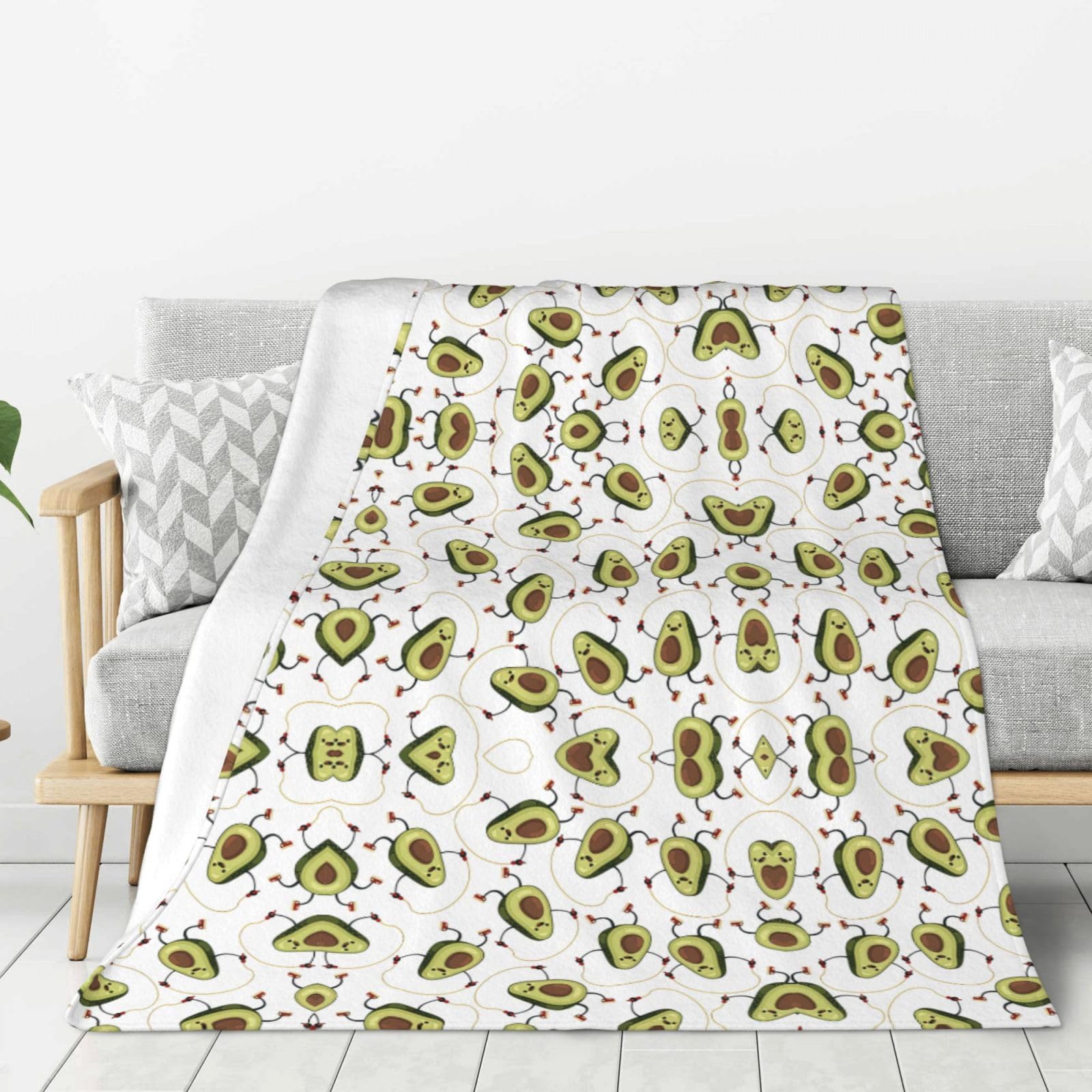 Couverture flanelle avocat plaid cocooning pour soirées canapé