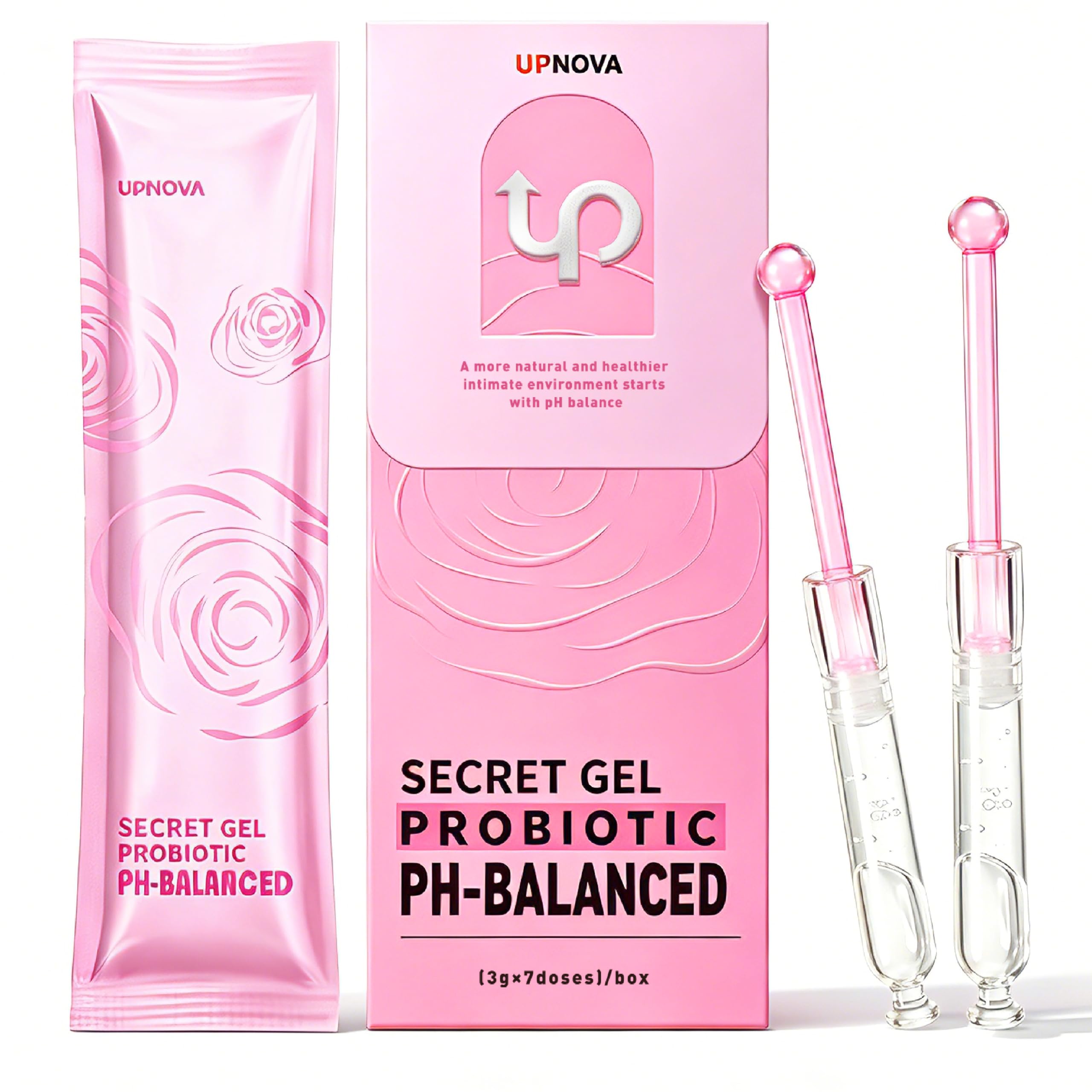 UPNOVA Intimate Care Gel, Vaginal Probiotics Applicator, pH Balance, Yeast Infection and BV Care, Dryness & Odor Relief, 1Box x 7 Pre-Filled