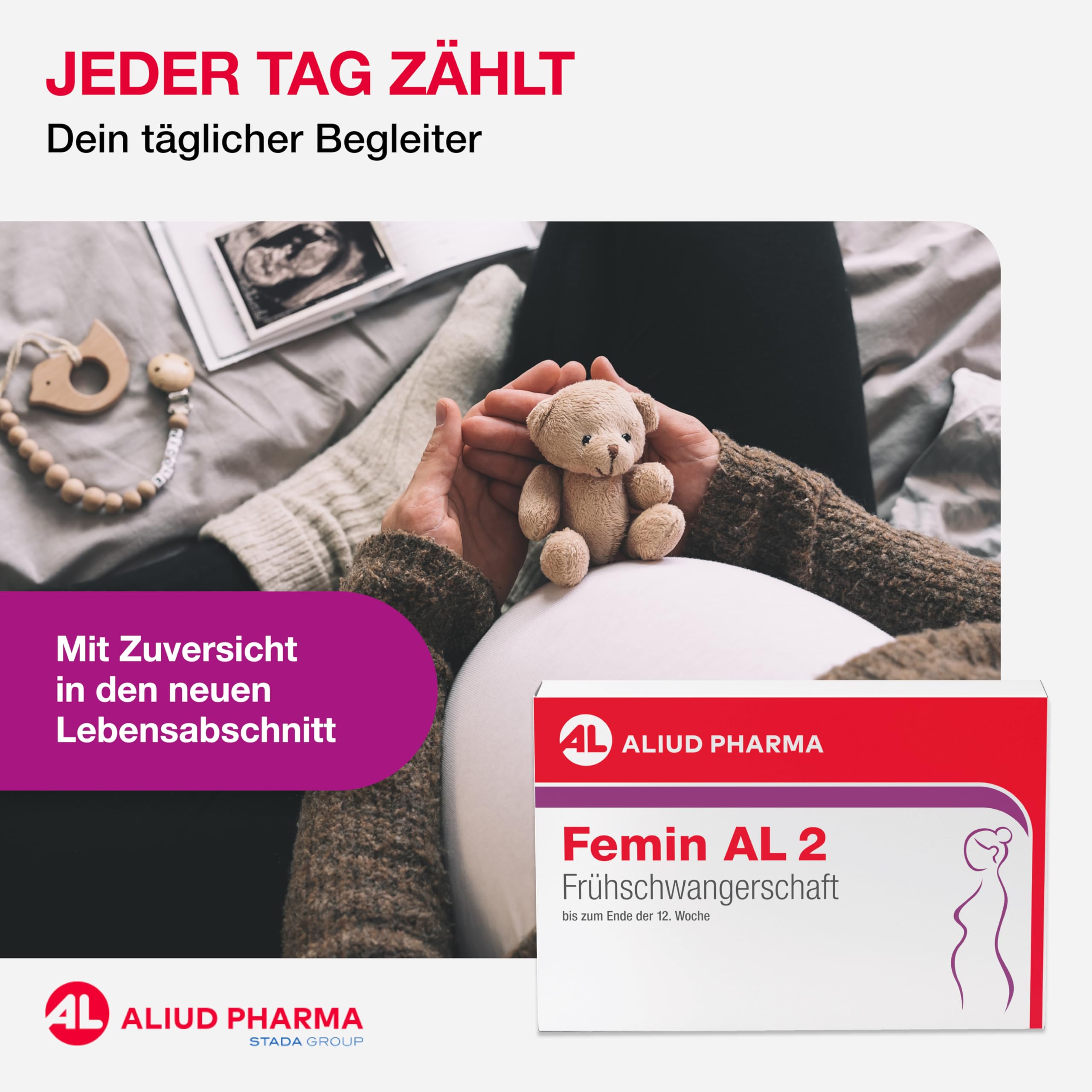 Femin AL 2 Frühschwangerschaft: Folsäure für Schwangere bis 12. Woche - Enthält L-Methylfolat, Vitamine, Eisen, Jod, Cholin für Mutter und Baby in der Schwangerschaft, 30 Kapseln