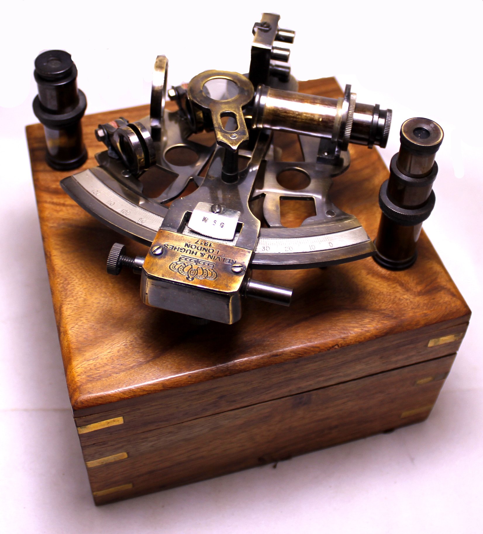 Nagina InternationalKrishna Mart India 5" Bronze Astrolabe Sextant With Two Telescope - Wooden Box: Nautical Collection