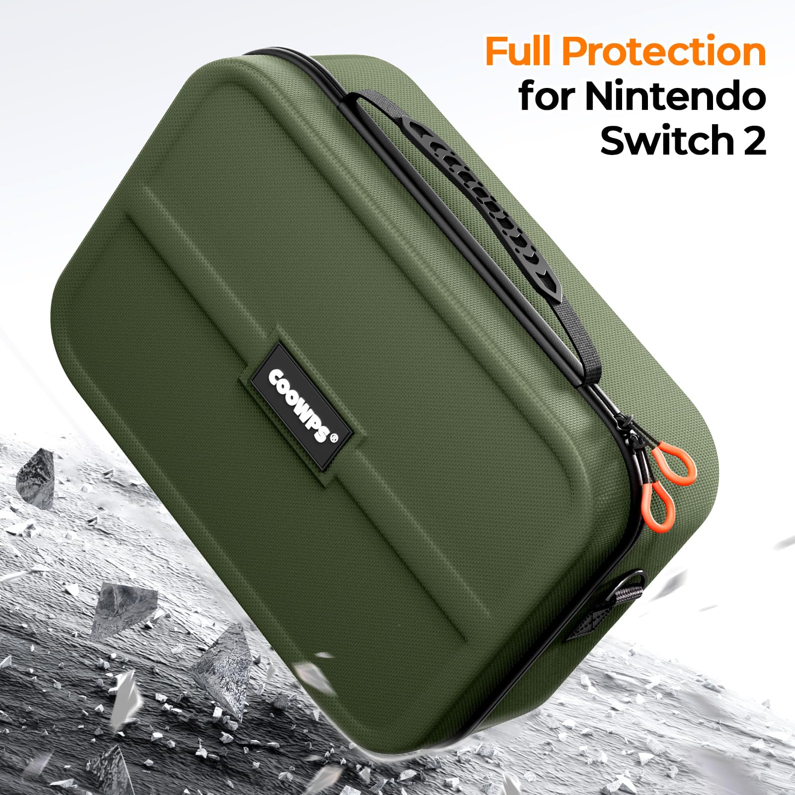 ZOZOVR Switch 2 Étui pour Nintendo Switch 2 (2025), Étui Rigide de Protection Totale, Capacité de 20 Cartes de Jeu, Housse de Transport Antipoussière pour Accessoires Switch 2, Vert foncé