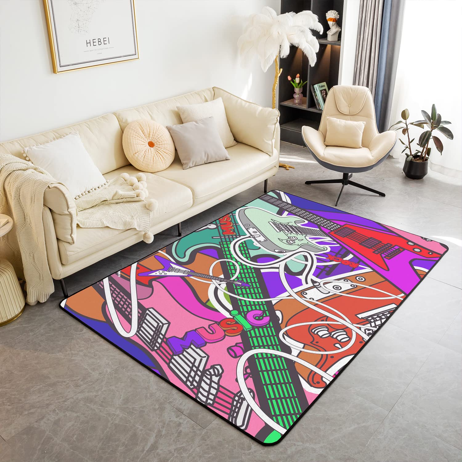 Loussiesd Beth Rock Music Tappeto Tappetino ultra spesso morbido per strumenti musicali per cucina, camera da letto, decorazione per la casa, 150 x 200 cm