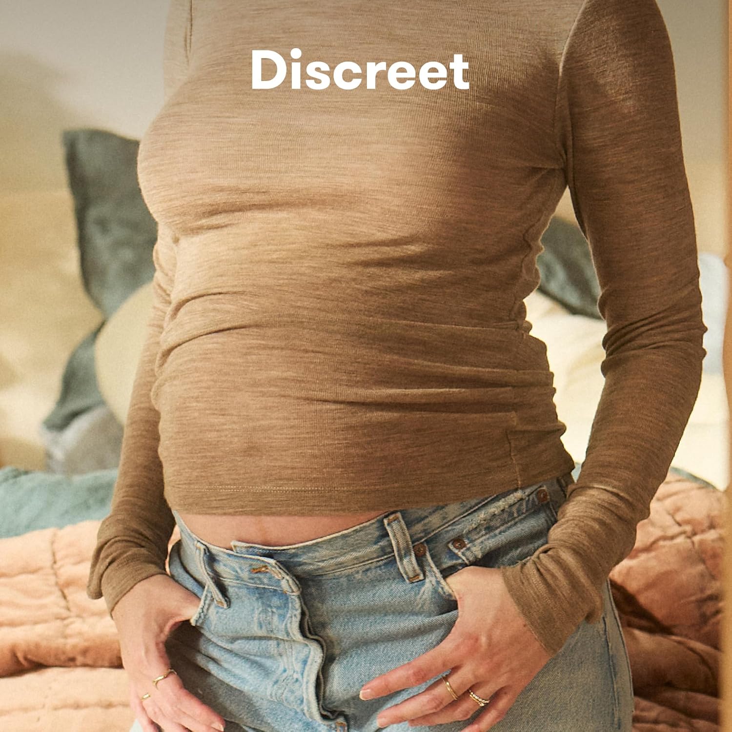 Frida Mom Dual Support Pregnancy Belly Band S/M, Maternity Belly Band with Ultimate Support Back, Hip & Pelvic, Adjustable, Lightweight, Breathable & Comfy, Supports Bump as Baby Grows, Clay