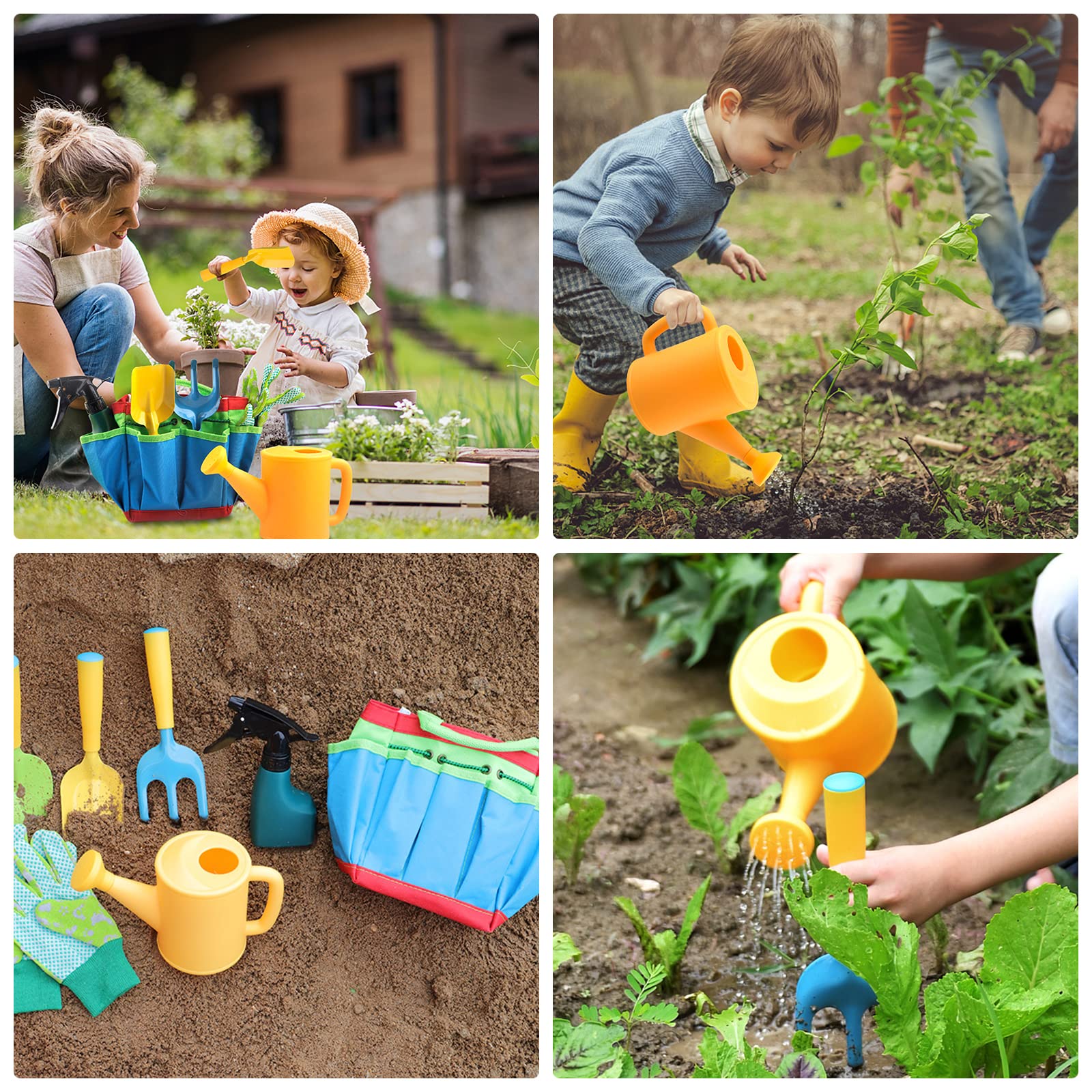 Booaee Set di Attrezzi da Giardinaggio per Bambini, 23 Pezzi con Annaffiatoio
