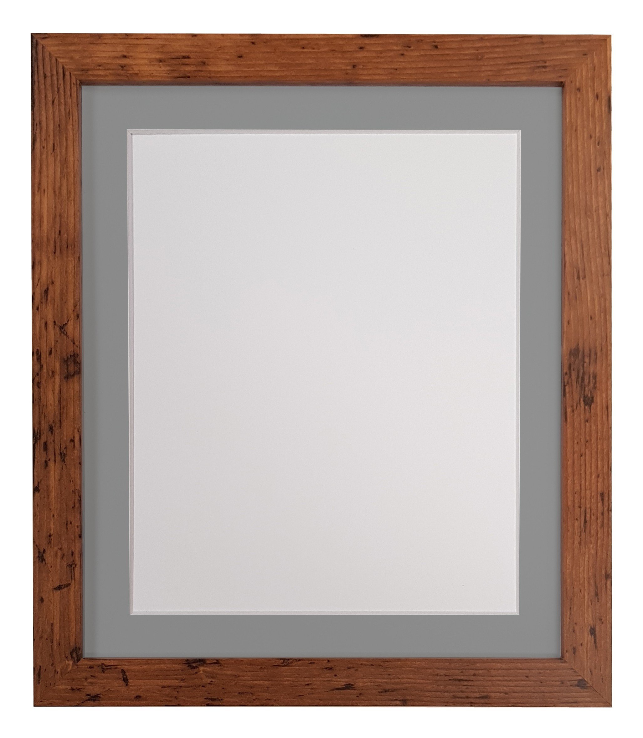 Frames By Post Dark Grey Mount H7 Vintage Wood Picture Photo Frame With A2 For Image Size A3 (Plastic Glass)