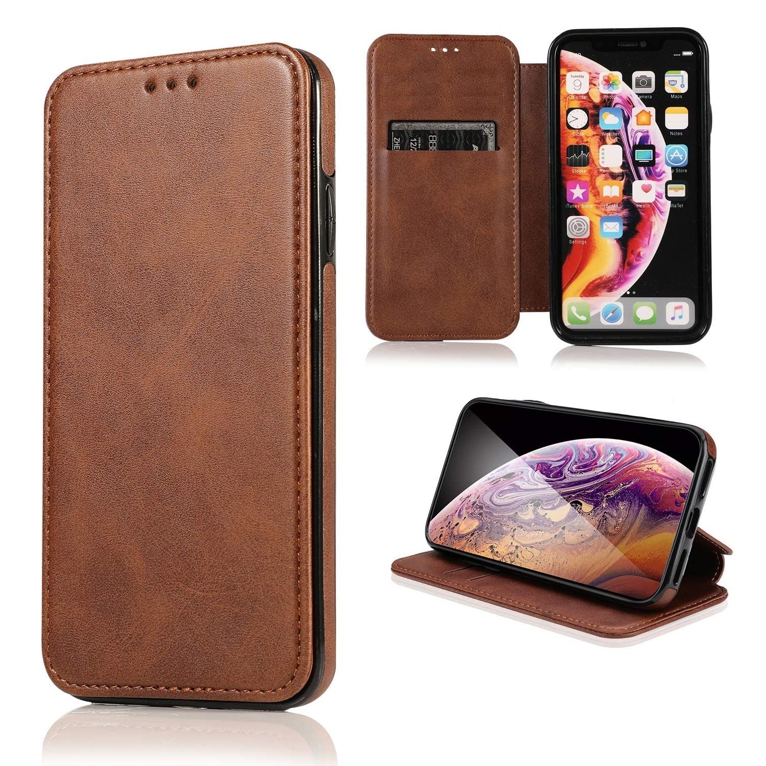 WHITBULL Slim Magnetic Closer Stand Leather Flip Case Cover for Google Pixel 8 - Brown (B0D577P3JR) Amazon Price History, Amazon Price Tracker