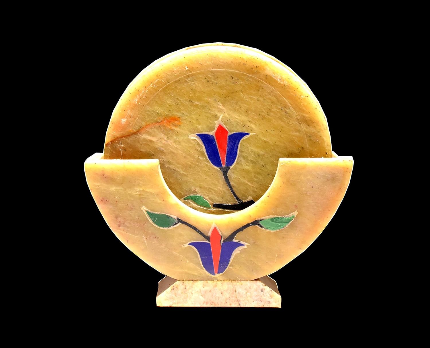 Buy MARBOGLASS India Designer Marble Coaster with Holder (Set of 6