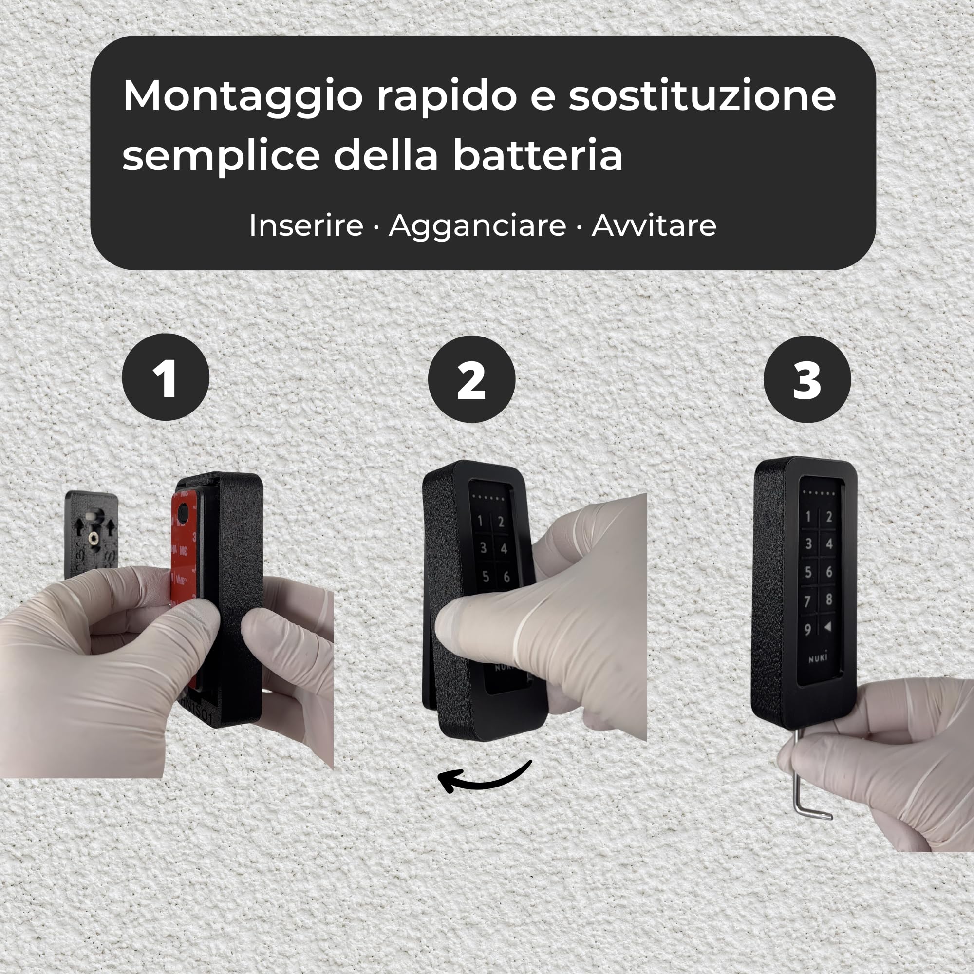 Generisch Supporto da parete compatibile con Nuki Keypad 1 – Copertura antifurto con vite di sicurezza Torx – senza tetto – Finitura simile all’intonaco – Nero