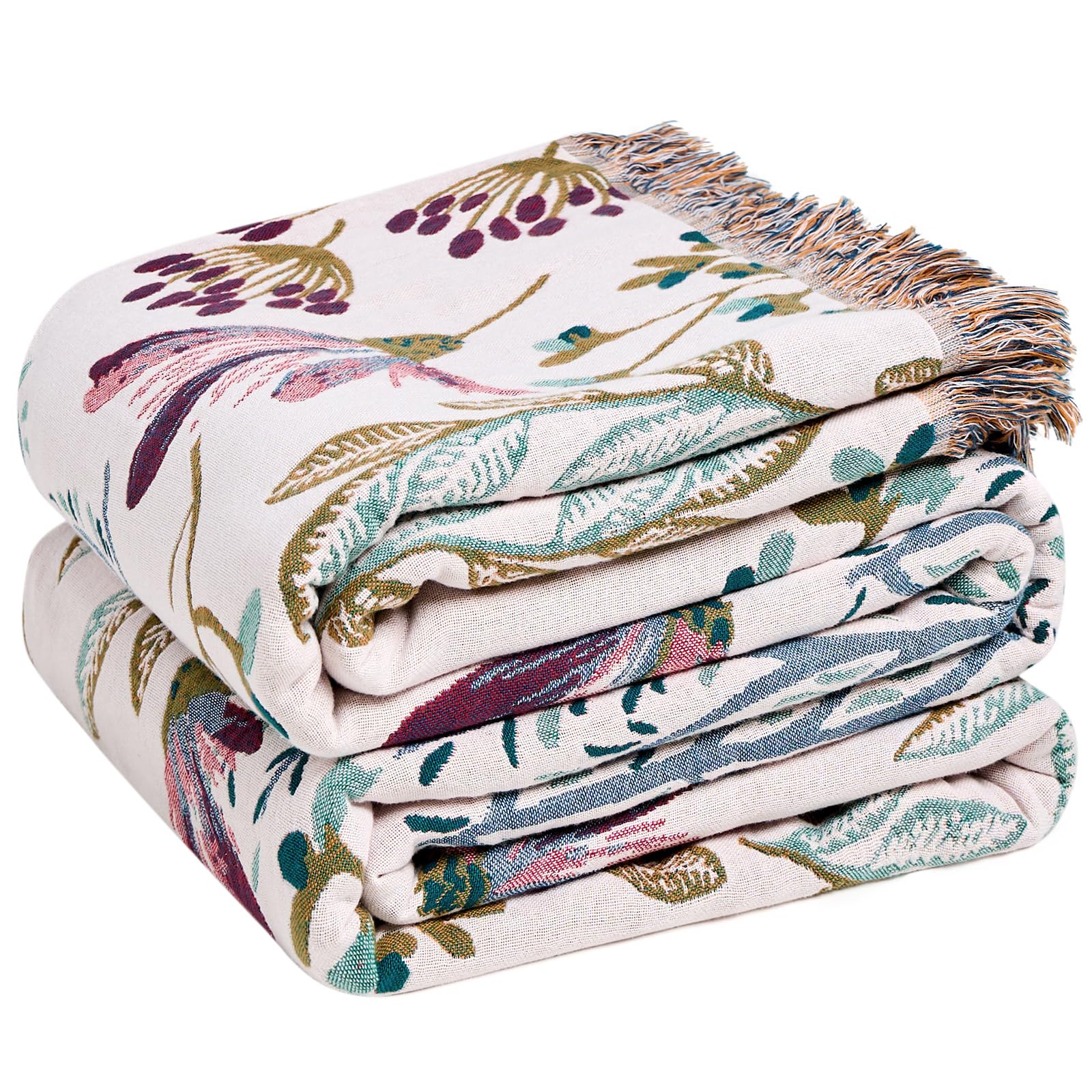 LUTBM Boho Throw Blanket for Bed 60"x80", All Season Cotton Couch Blankets