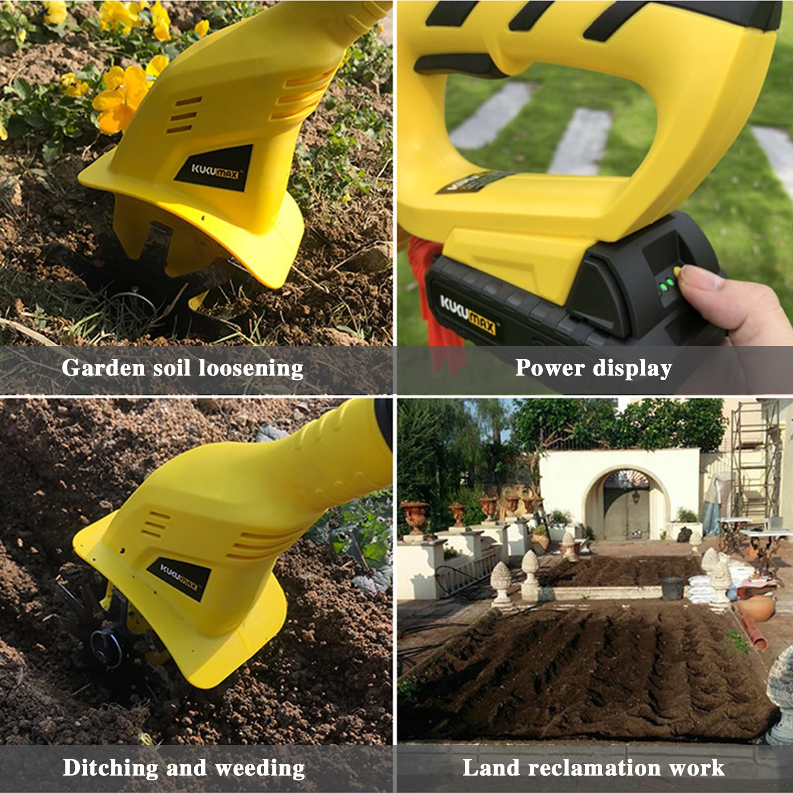 Cultivador EléCtrico, Azada InaláMbrica, Azada con Mango, Motoazada con BateríA De 4000 Mah Y 20 V, Motoazada con Cargador, Motoazada Cultivador