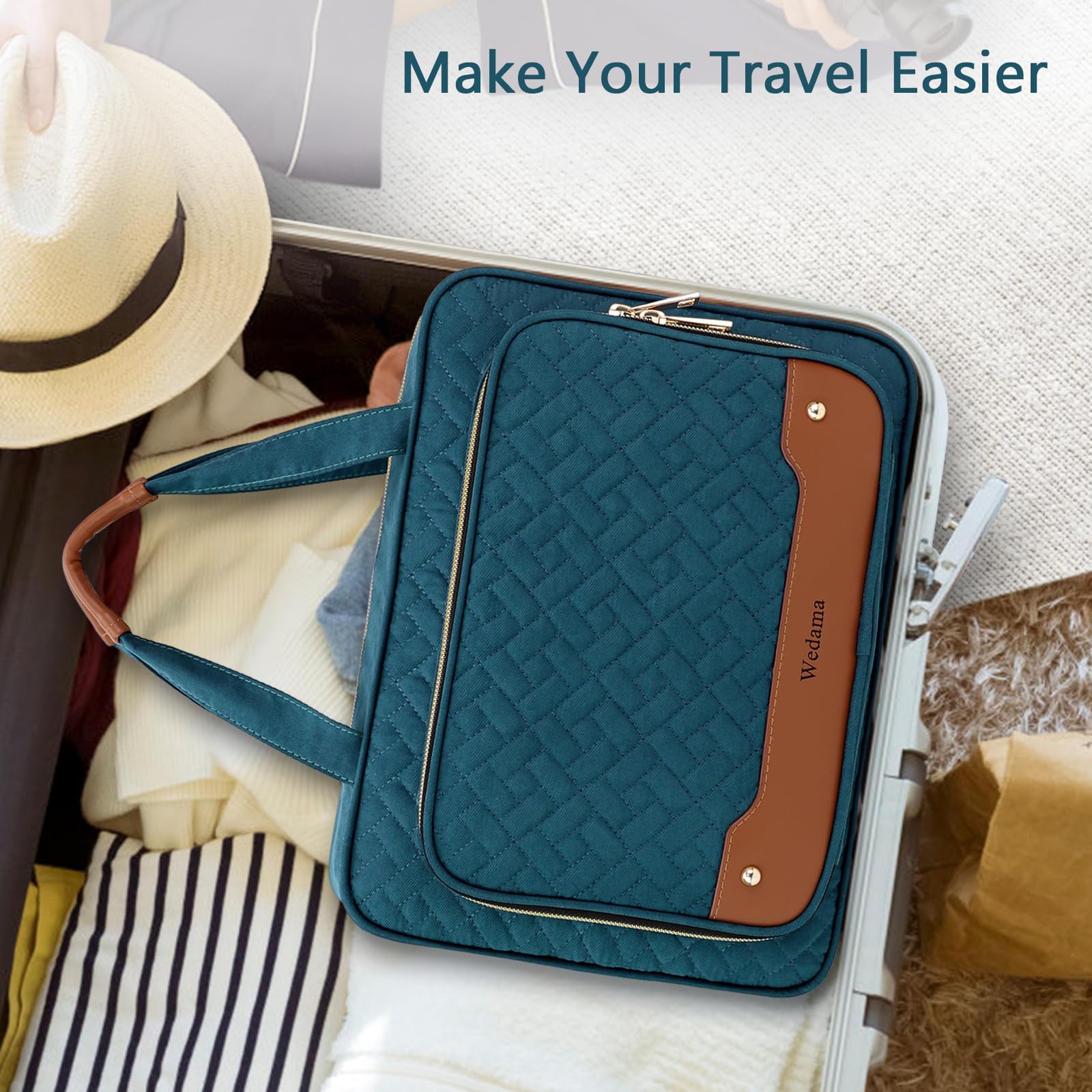 Wedama Neceser para mujer, bolsa de aseo colgante de viaje con compartimento organizador de joyas, bolsa de maquillaje, bolsa de maquillaje impermeable, bolsa de viaje para cosméticos, viajes, camping