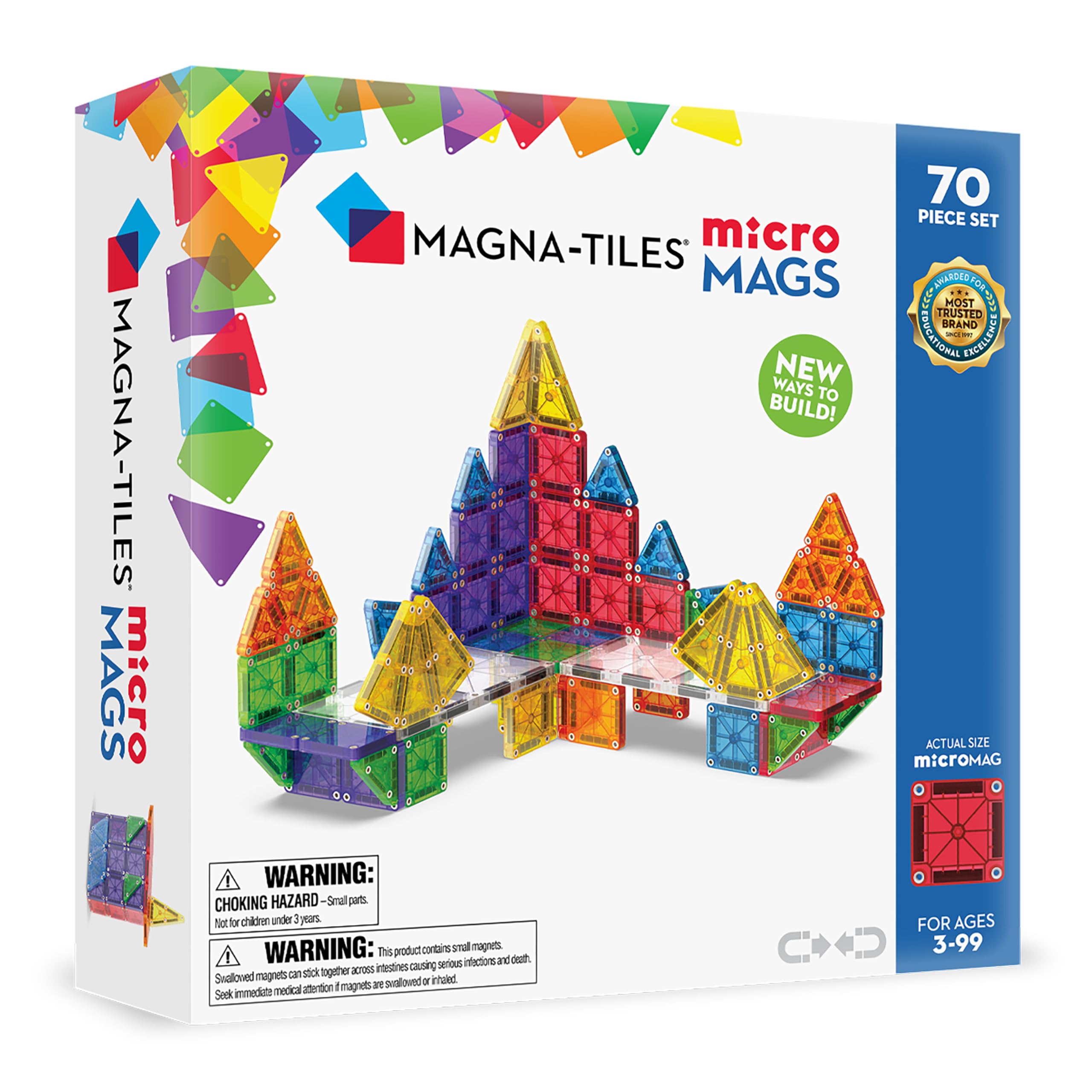 MAGNA-TILES microMAGS 70-Piece Deluxe Magnetic Construction Set, The Original Magnetic Building Brand