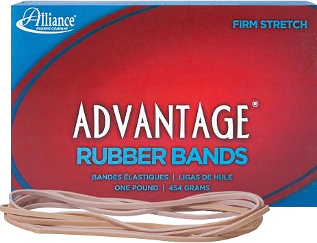 Alliance Rubber 27405 Advantage Rubber Bands Size #117B, 1 lb Box Contains Approx. 200 Bands 7" x 1/8", Natural Crepe , Beige