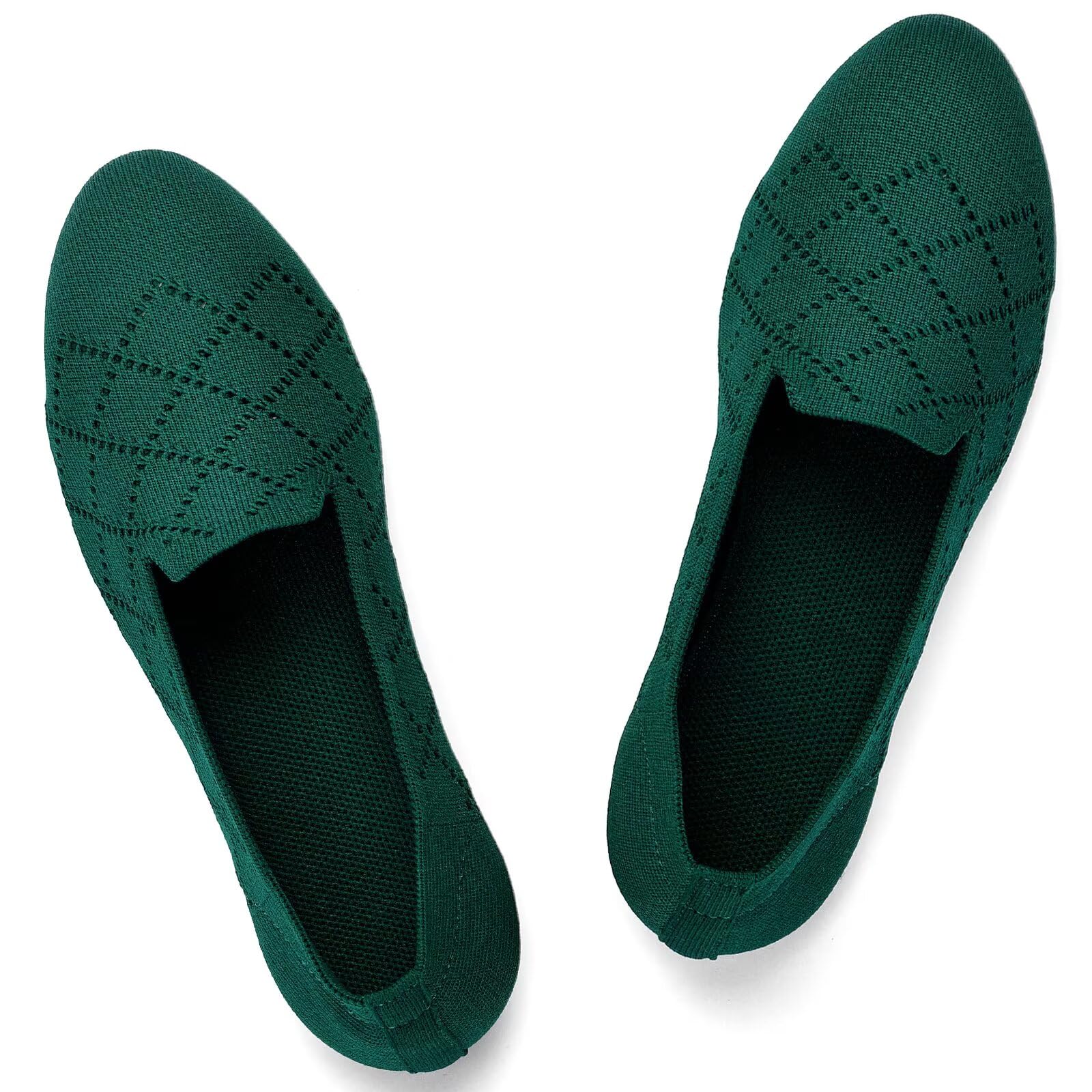 Puxowe Bequeme Ballerinas Damen Atmungsaktive Strick Flache Schuhe Memory Foam Faltbar Slipper Schlupfschuhe