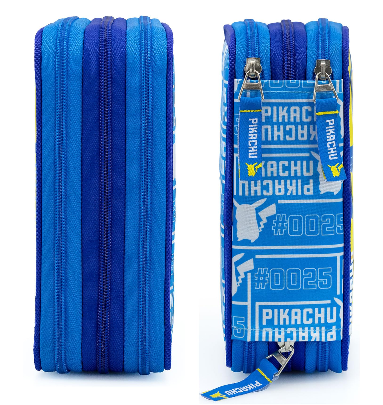 Clondo Astuccio 3 Scomparti 45 Pezzi Per Pokemon Fan Blu e Giallo